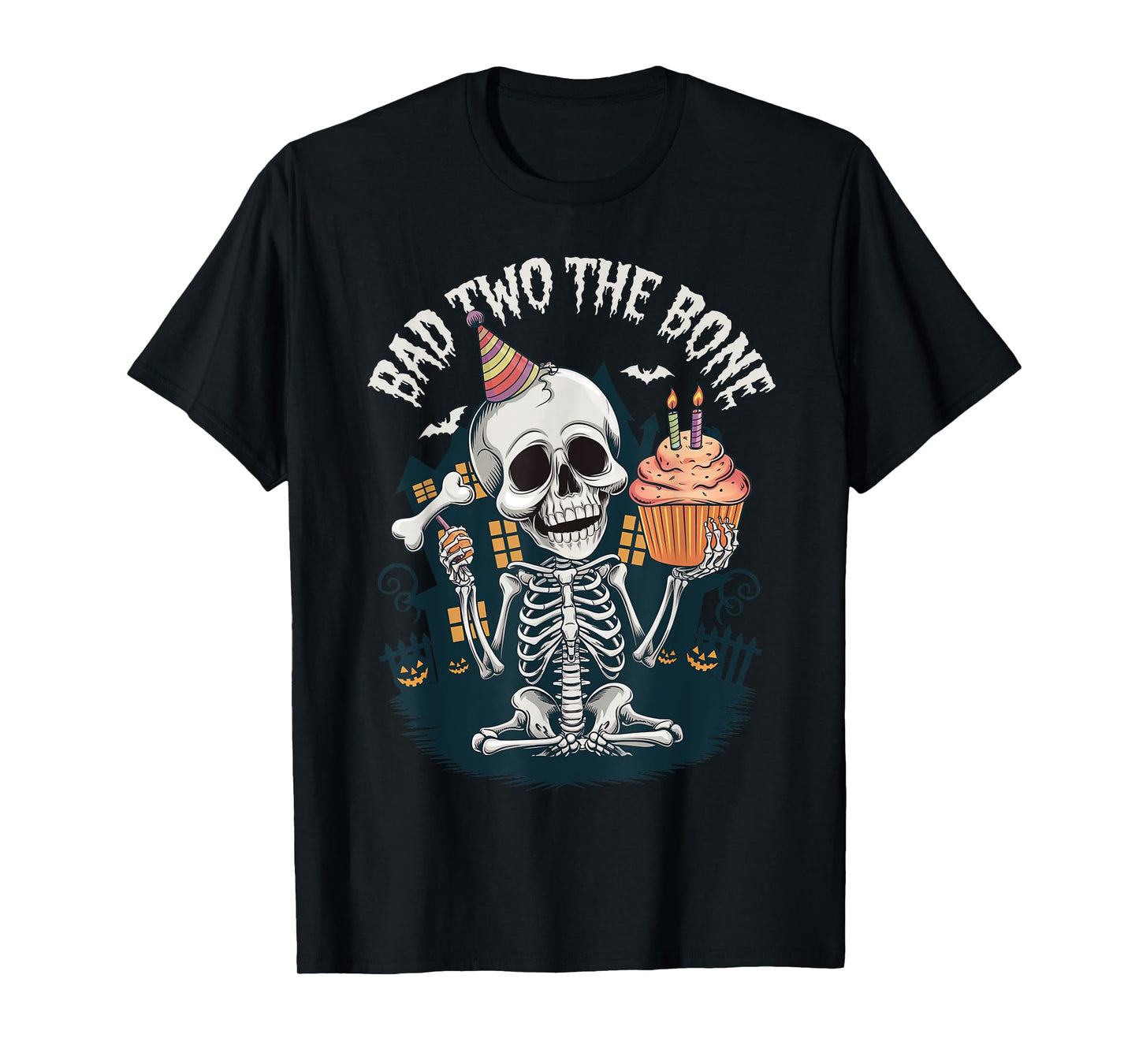 Bad Two The Bone Halloween Birthday 2nd Birthday Toddler T-Shirt