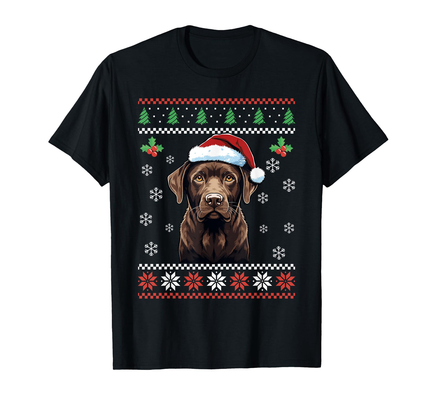 Chocolate Labrador Ugly Christmas Sweater Xmas Adults Kids T-Shirt