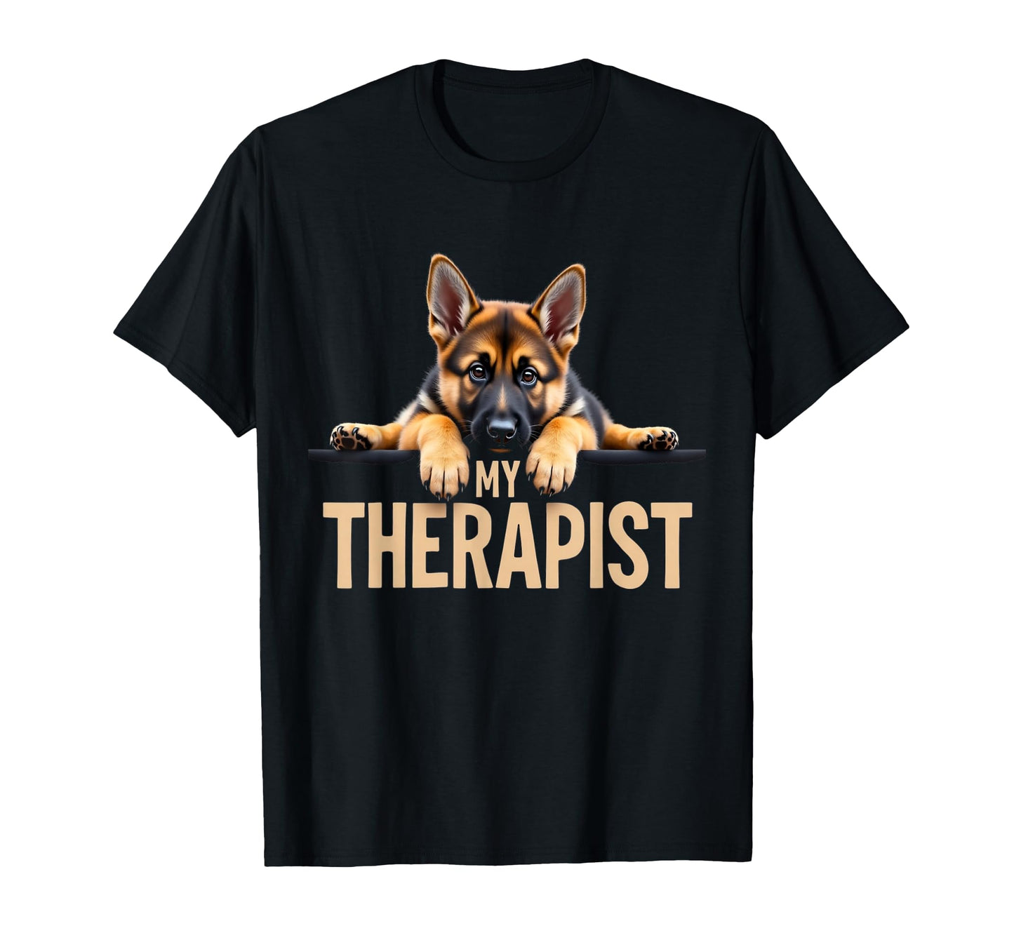 Funny GSD Shep Puppy My Therapist German Shepherd Dog T-Shirt