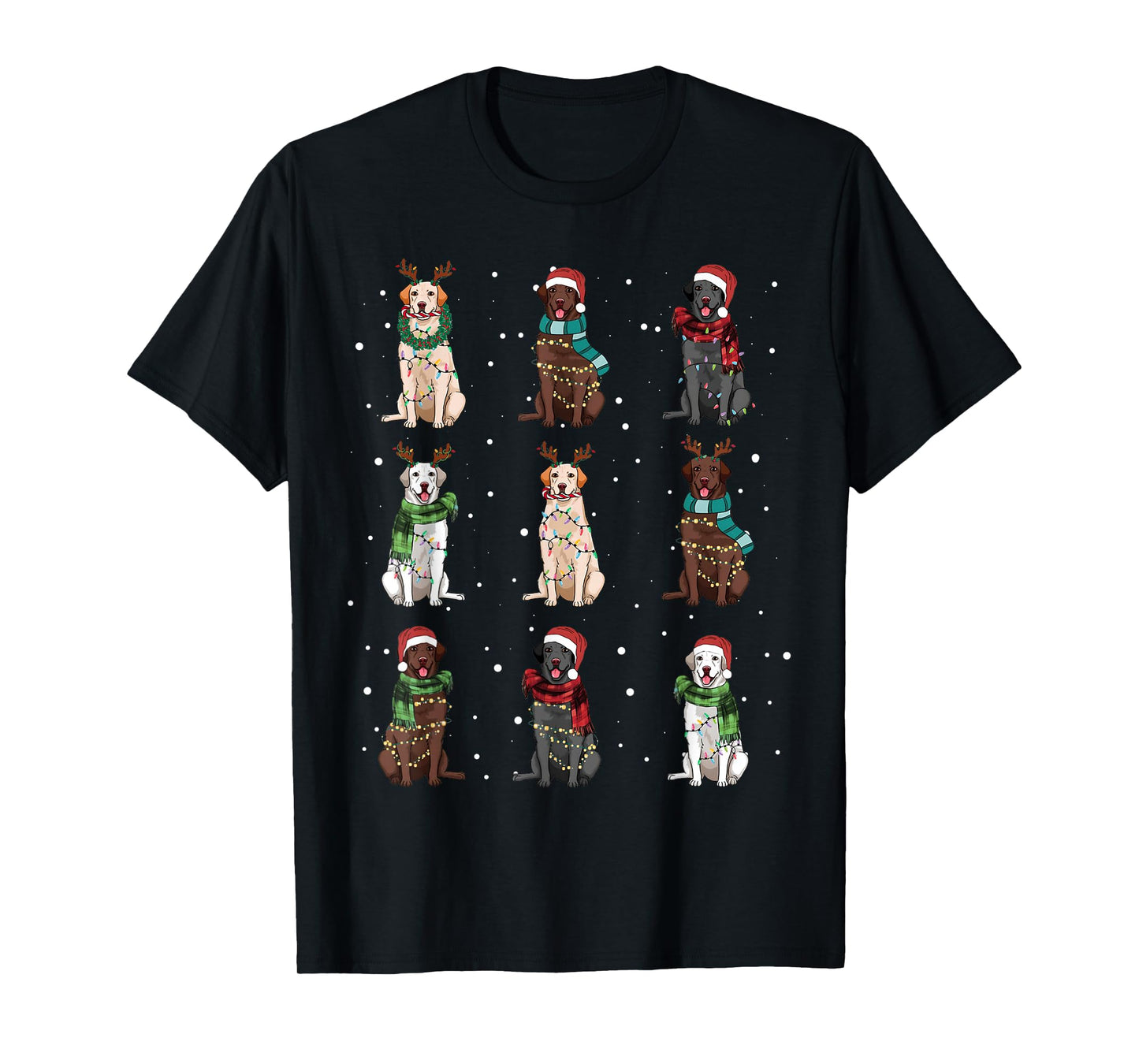 Christmas Lights Labrador Dog Lover Funny Xmas Dogs PJ Gifts T-Shirt