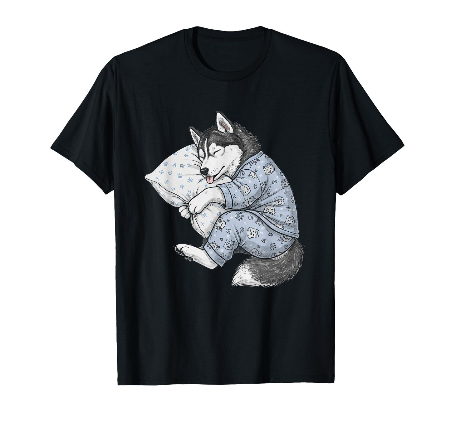 Funny Sleepy Siberian Husky Pajama Men Women Kids T-Shirt