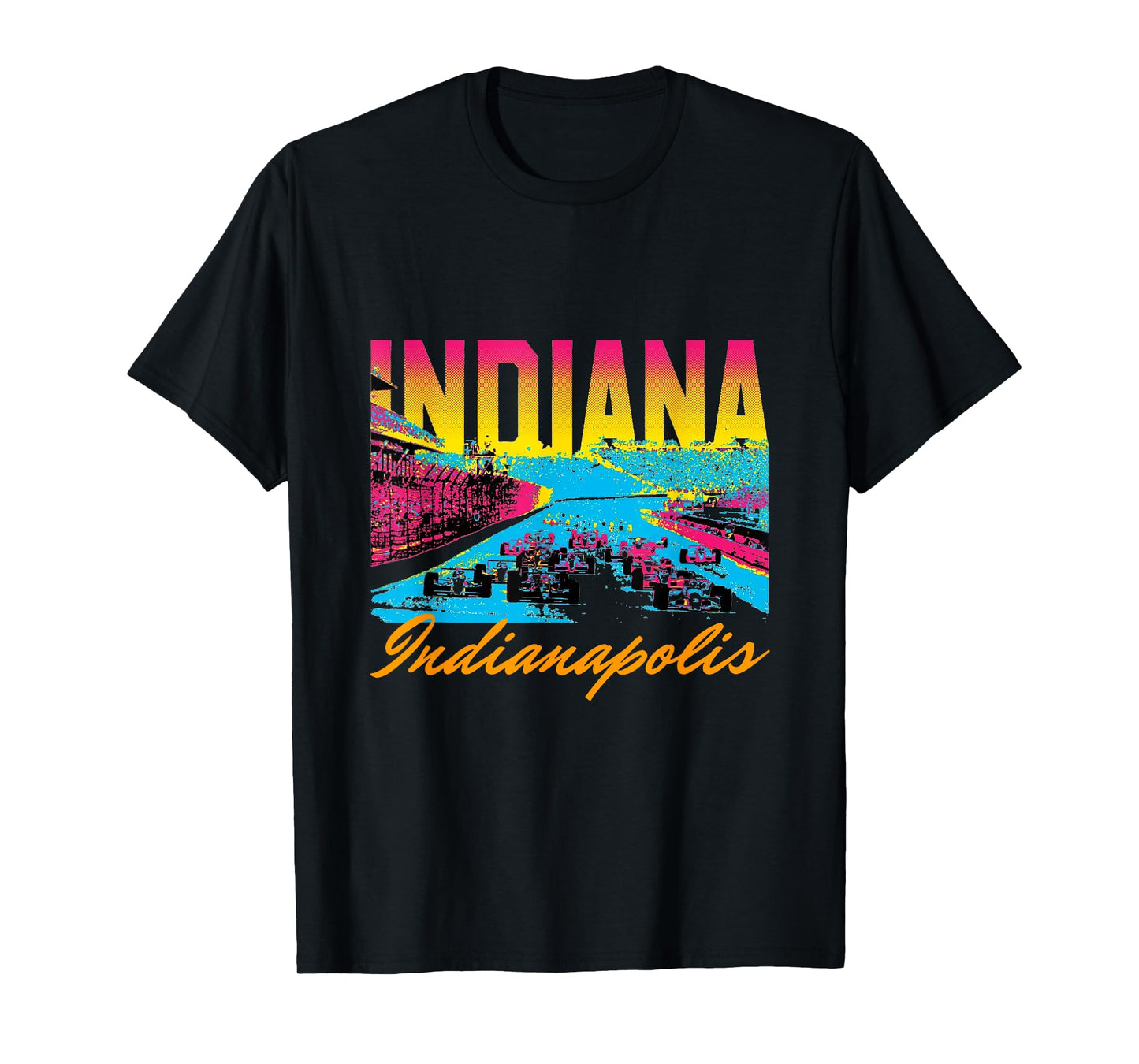 Indianapolis Indiana Racing Colorful Distressed Retro T-Shirt