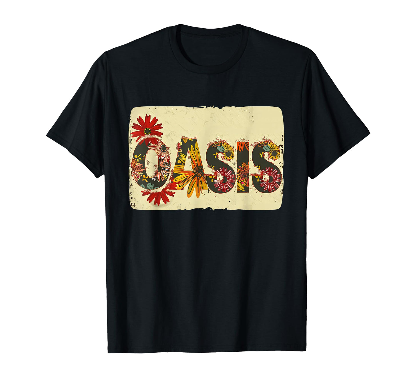 Colorful Oasis Statement with Flowers T-Shirt