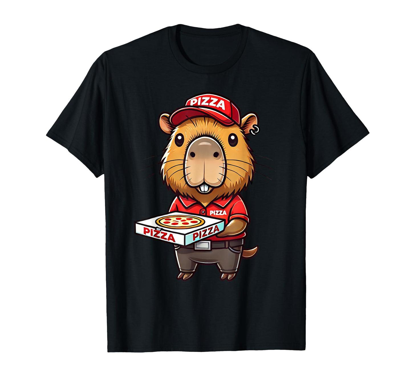 Capybara Funny Pizza Delivery Costume Men Women Kids T-Shirt
