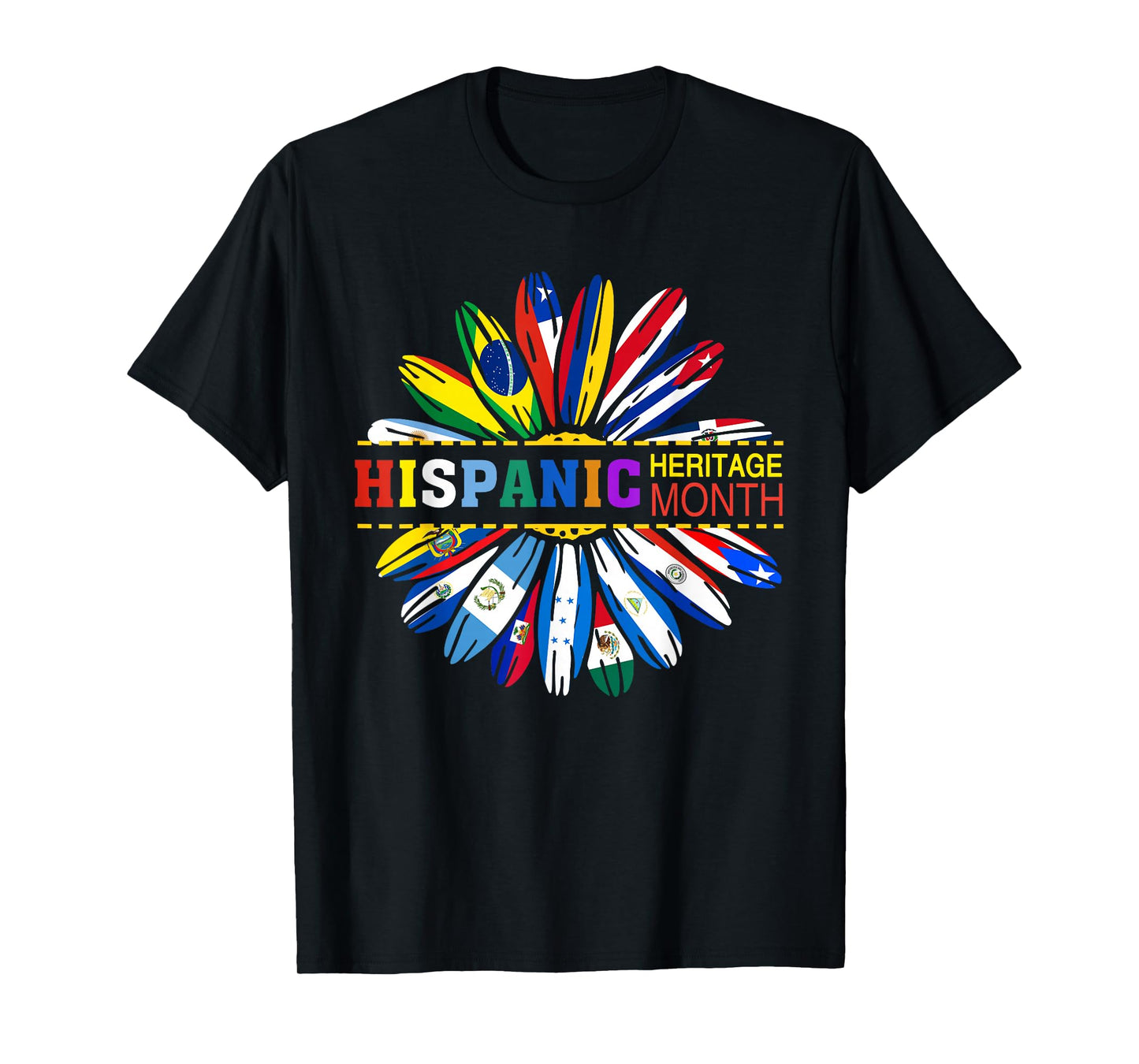 Sunflower Hispanic Heritage Month Latino Countries Flags T-Shirt