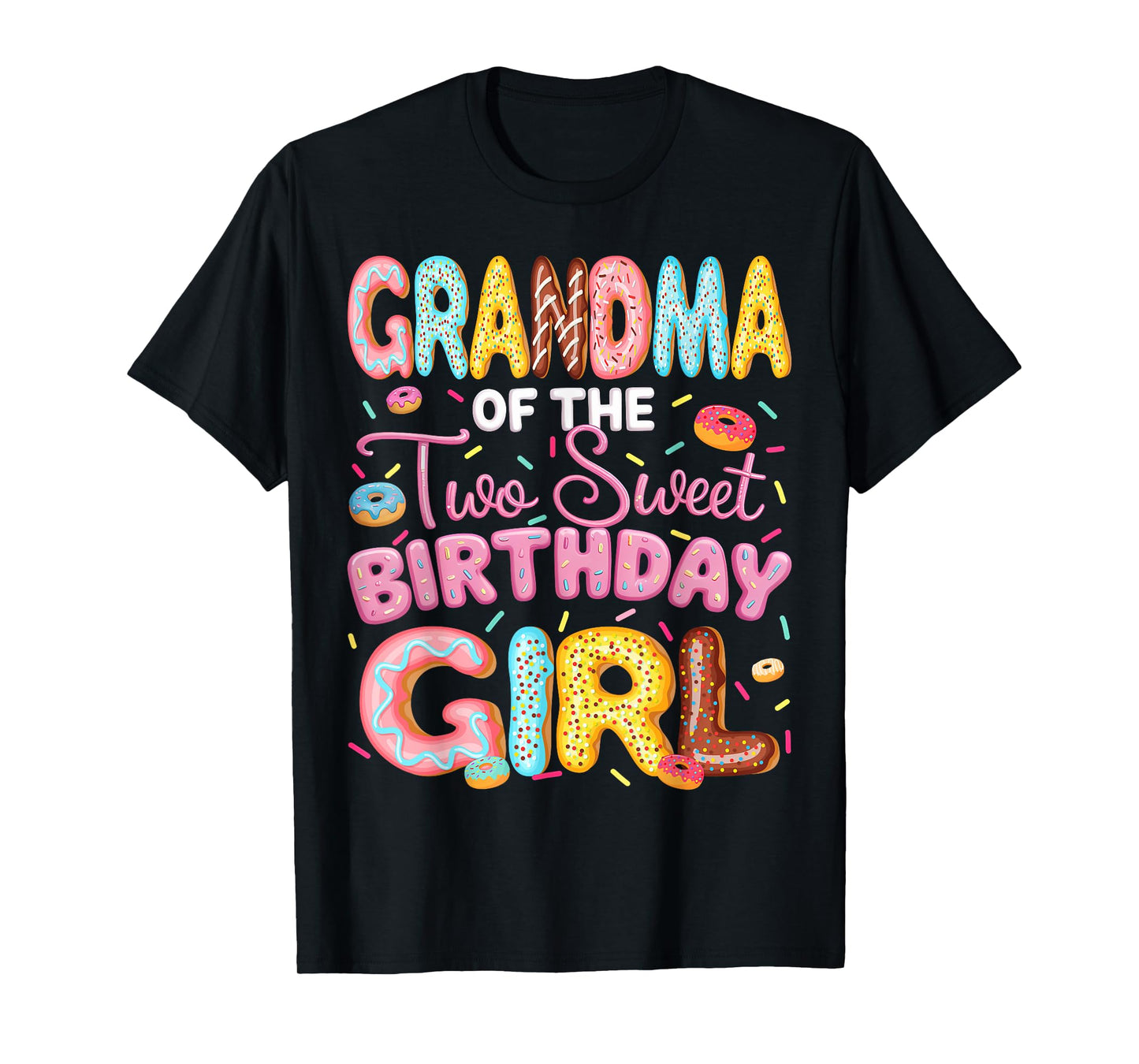 Grandma Of The Two Sweet Birthday Girl Donut 2Nd Birthday T-Shirt