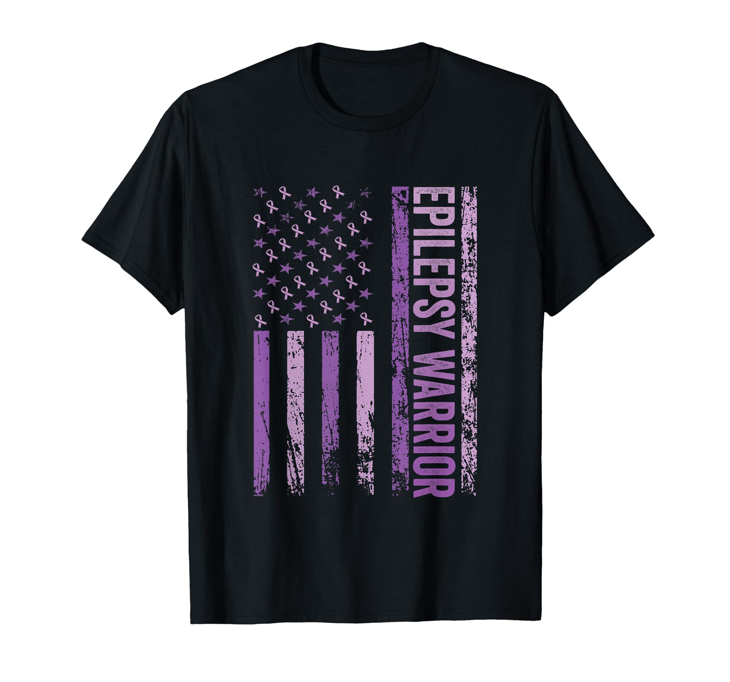 Epilepsy Warrior Kids Purple Ribbon Awareness USA Flag T-Shirt