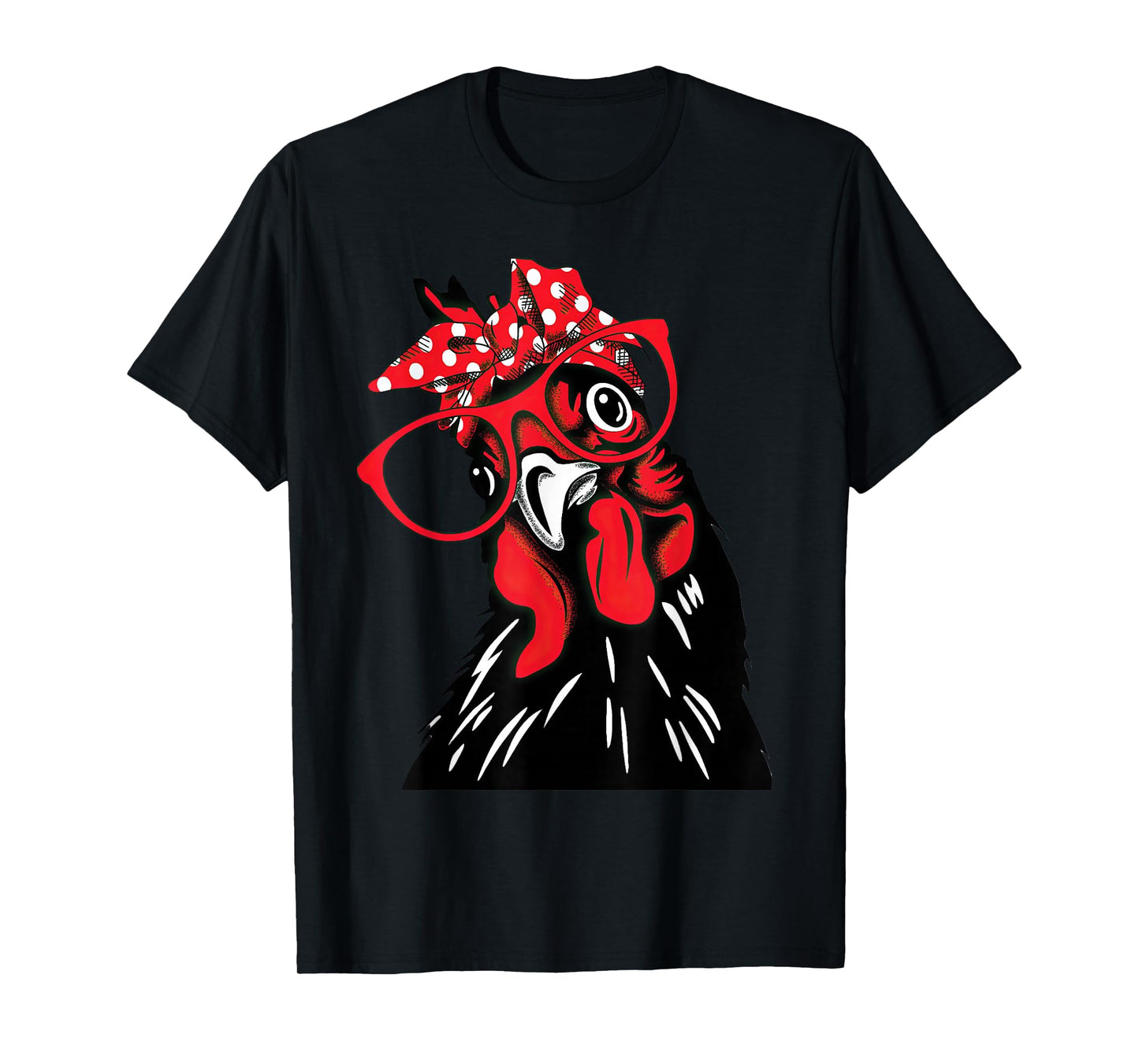 Funny Retro Chicken with Glasses Bandana Country Humor T-Shirt