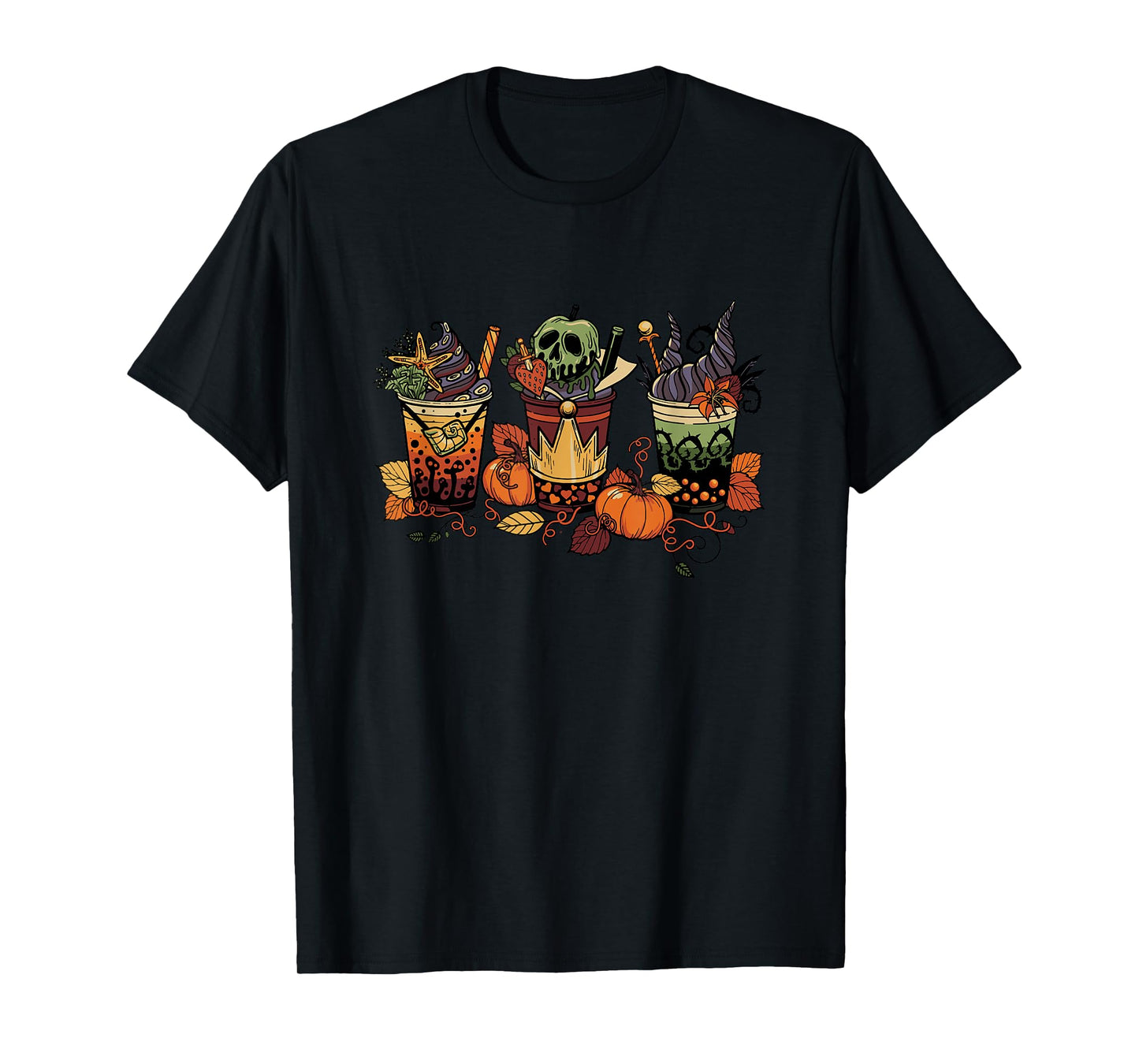 Disney Villains Halloween Villain Fall Drinks Big Chest Logo T-Shirt