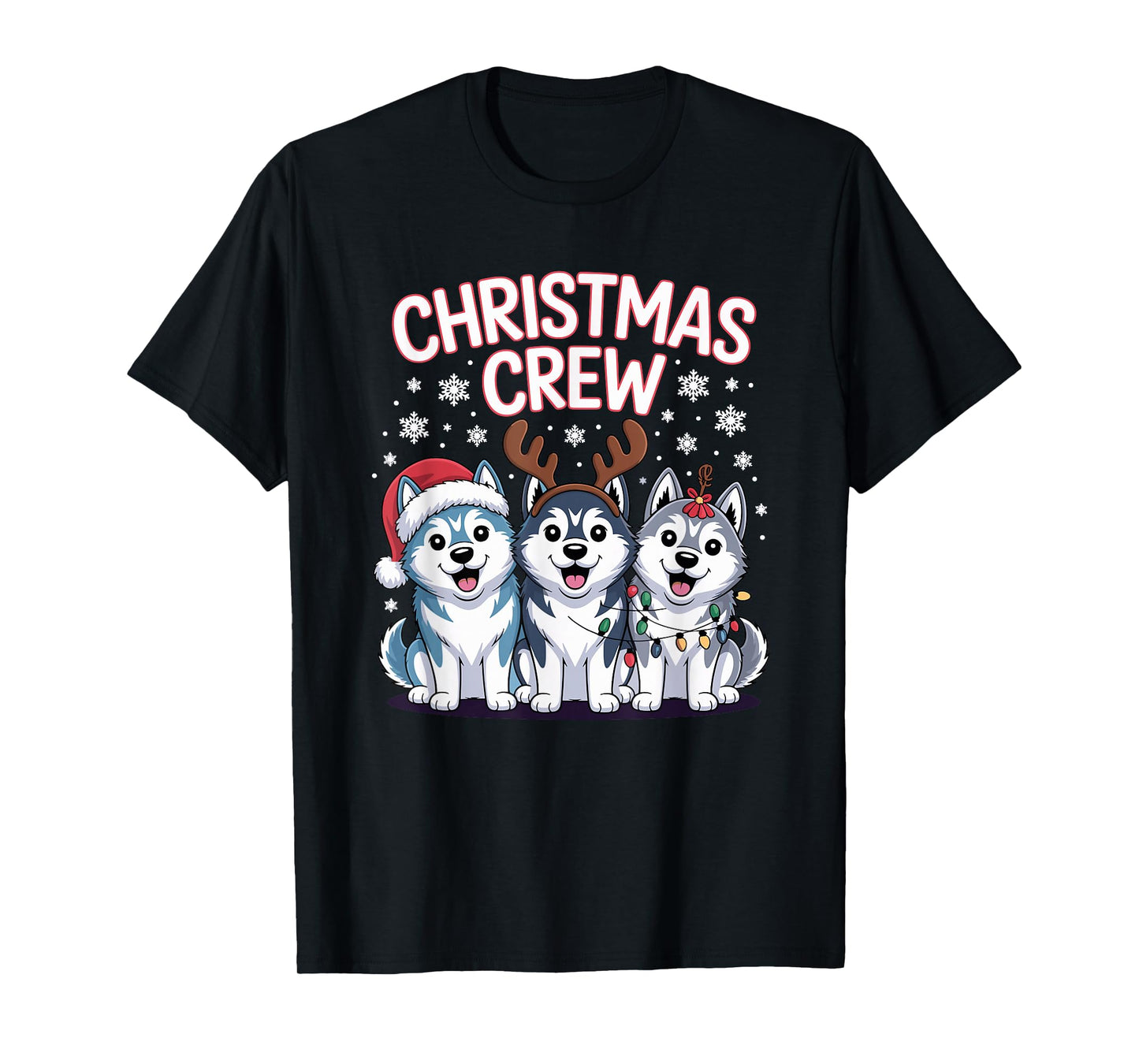 Christmas Crew Puppy Dog Sled Funny Christmas Siberian Husky T-Shirt