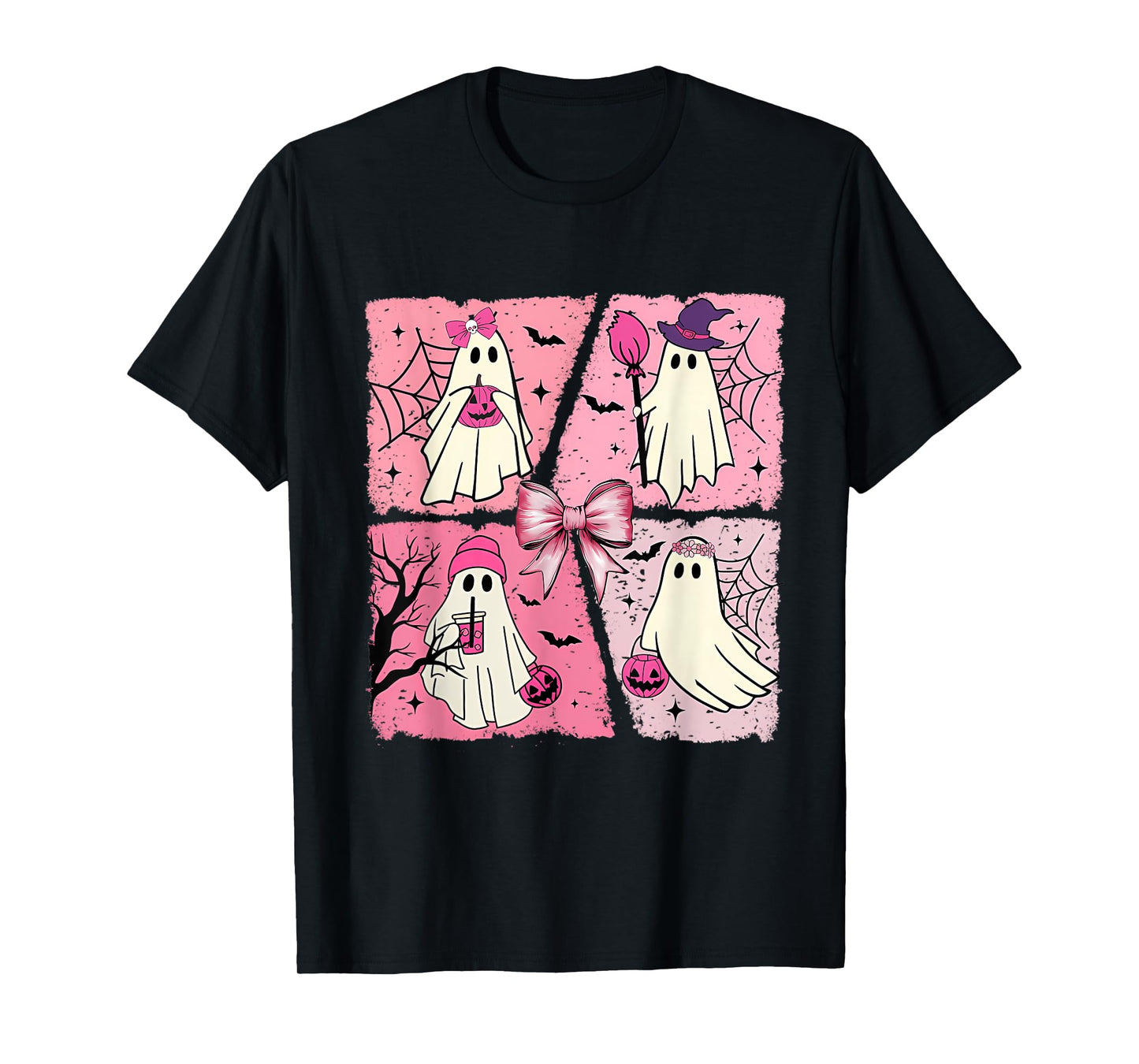 Halloween Ghost Pink Cute Ghost Coquette Halloween T-Shirt