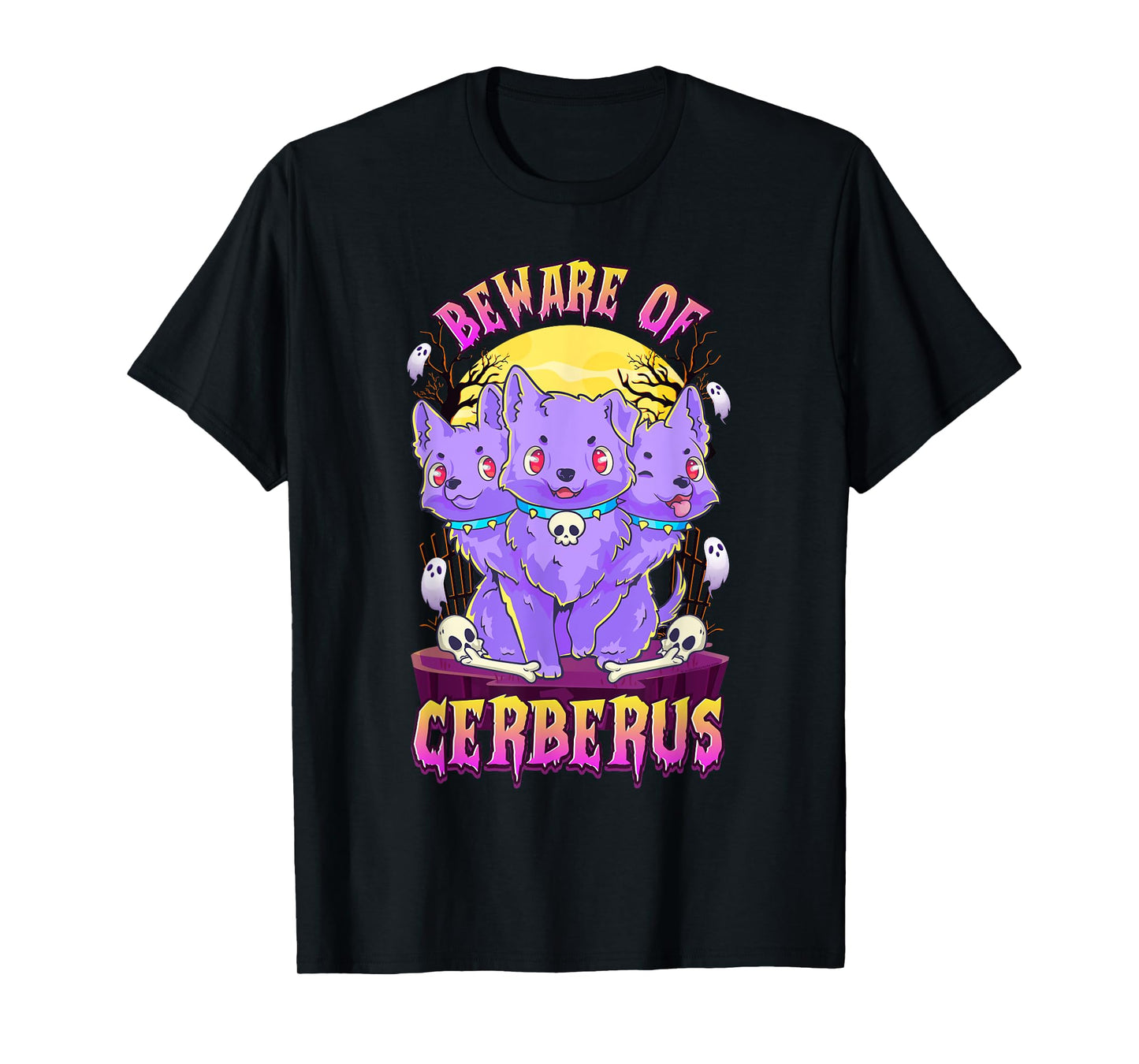 Kawaii Pastel Goth Cute Creepy 3-Headed Dog Funny Cerberus Men Women T-Shirt