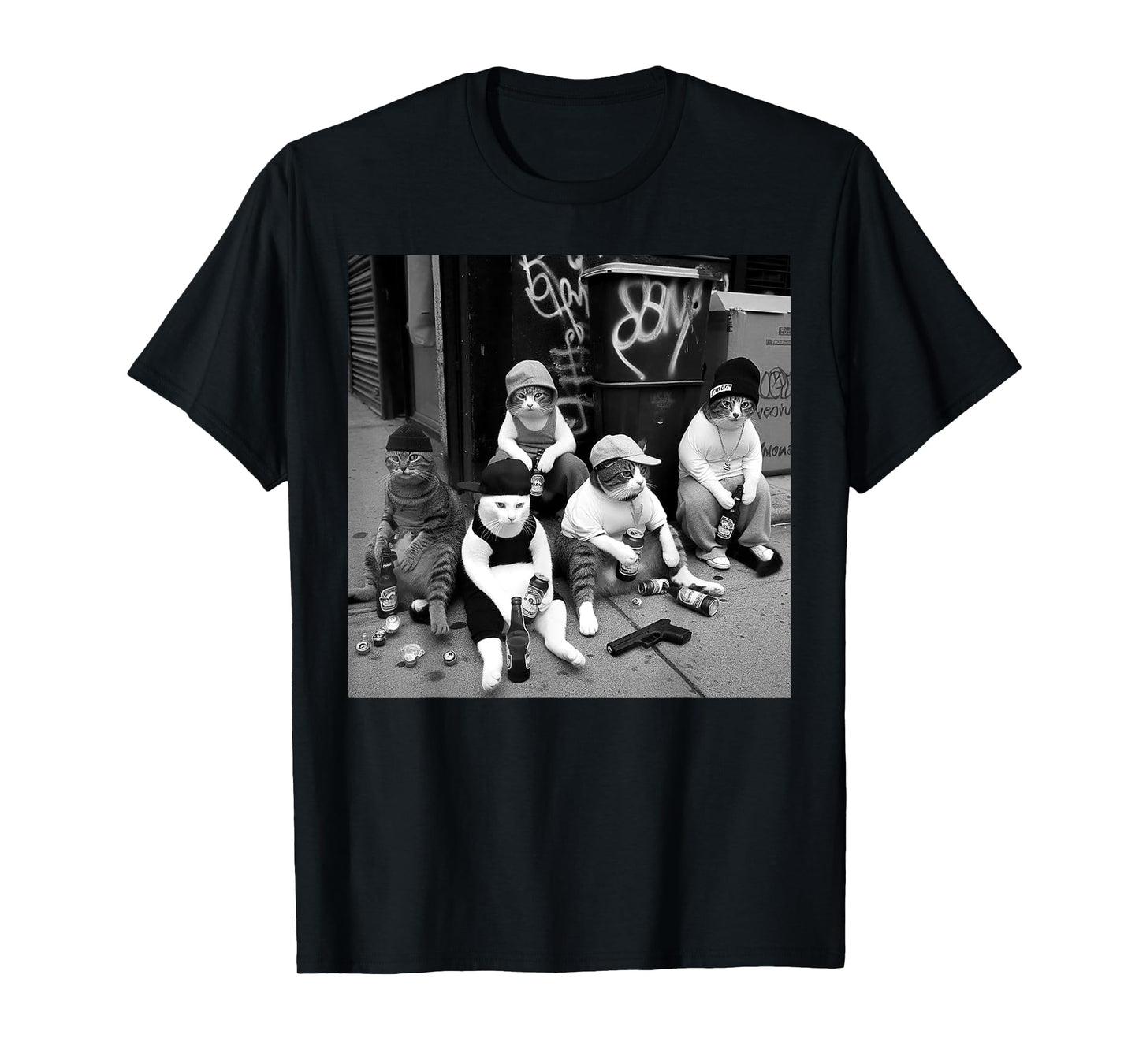 Mexican Gangster Cat Tee, Funny Gangster Cats Street Design T-Shirt