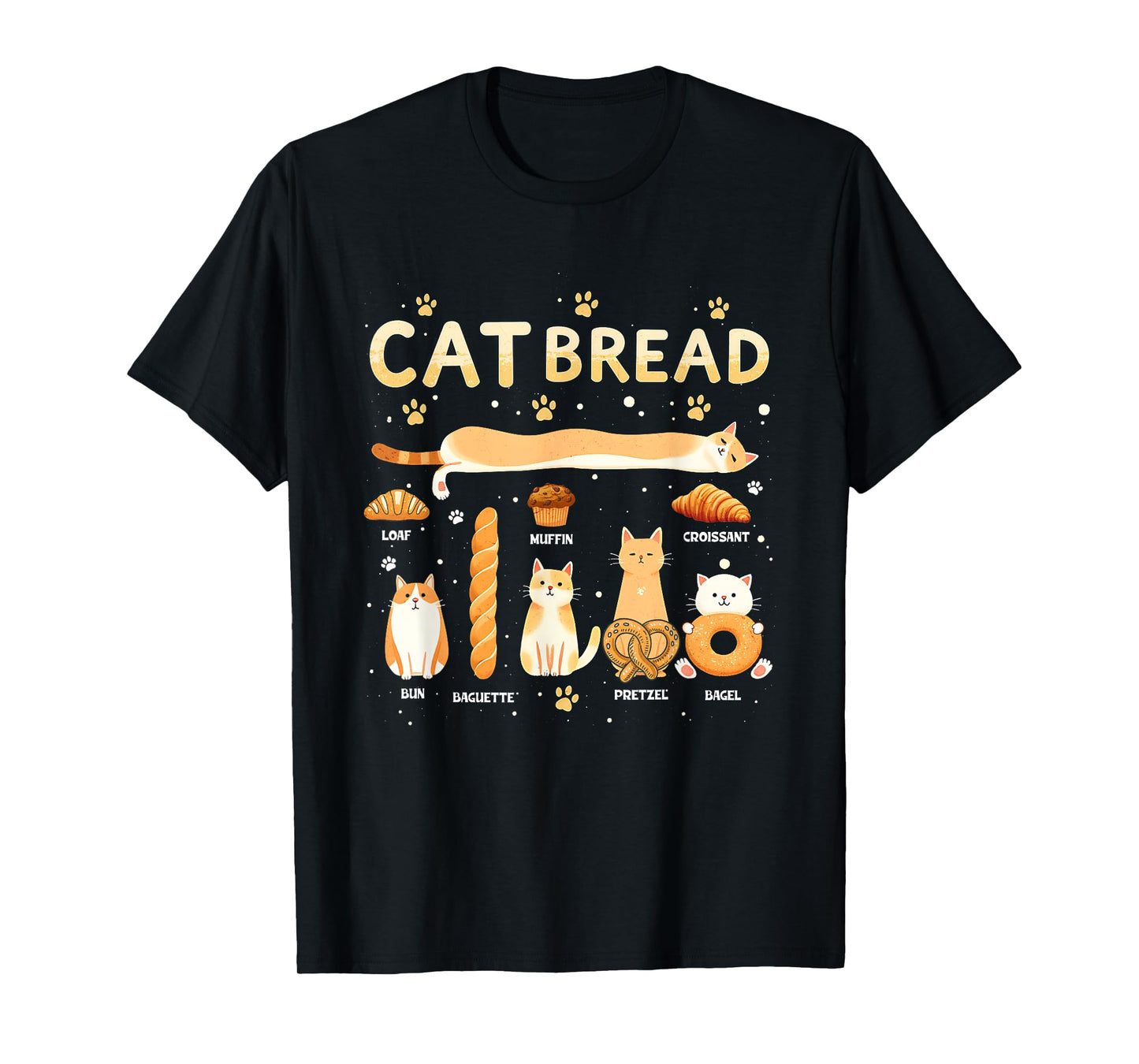 Cat Bread Loaf Lover Kitten Pet Animal Owner Foodie Cartoon T-Shirt