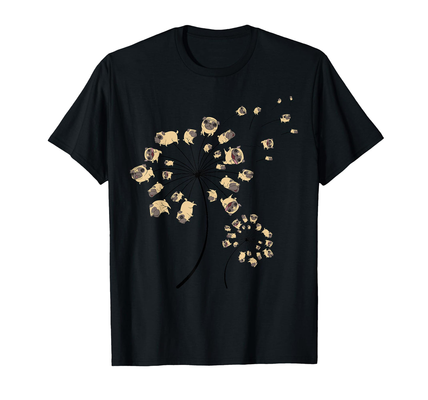 Funny Pug Gift for Men Women Cool Flower Dog Dandelion Lover T-Shirt
