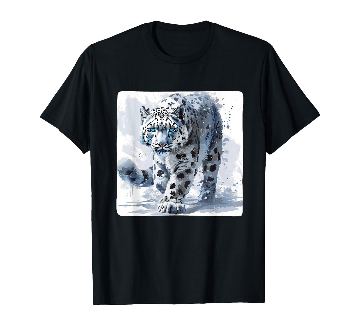 Elegant Snow Leopard for a Sleek Winter Design T-Shirt