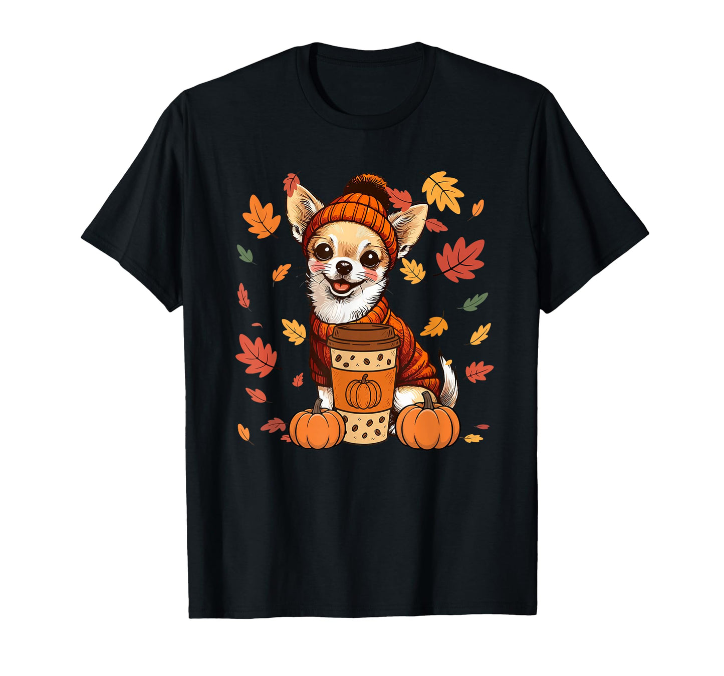 Chihuahuas Wearing Sweater Coffee Thanksgiving Autumn Owner T-Shirt