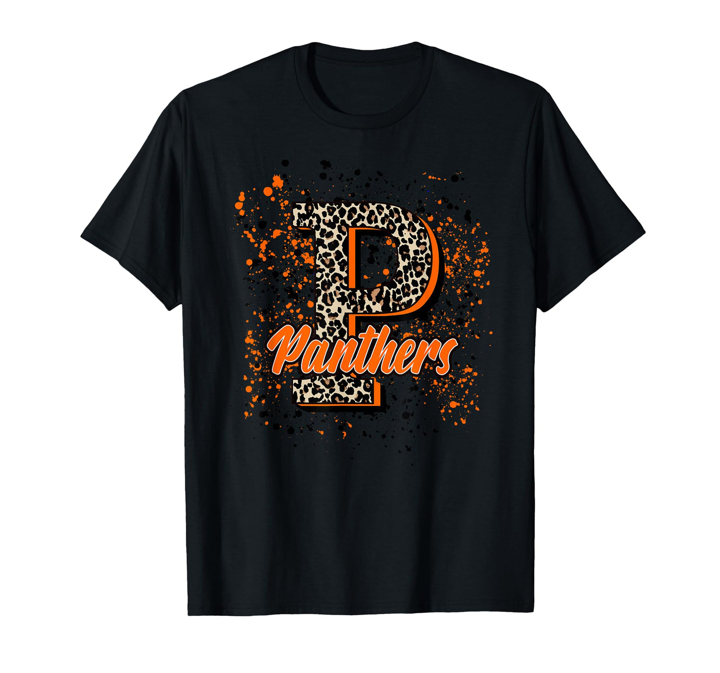 Panthers Mascot Orange and Black School Spirit T-Shirt