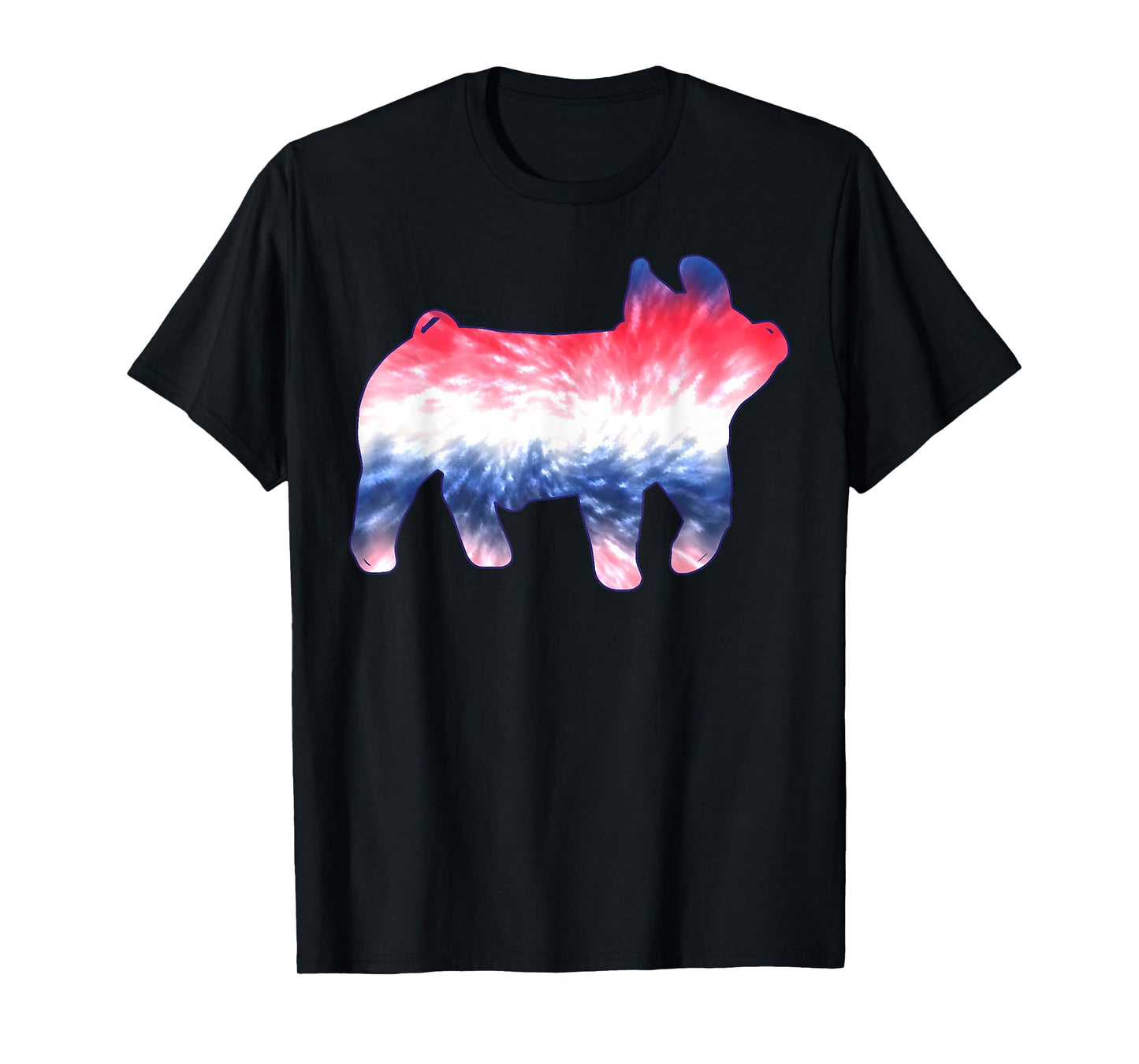 Red White Blue Show Pig Tie Dye 4th of July Pig Farm Animal T-Shirt