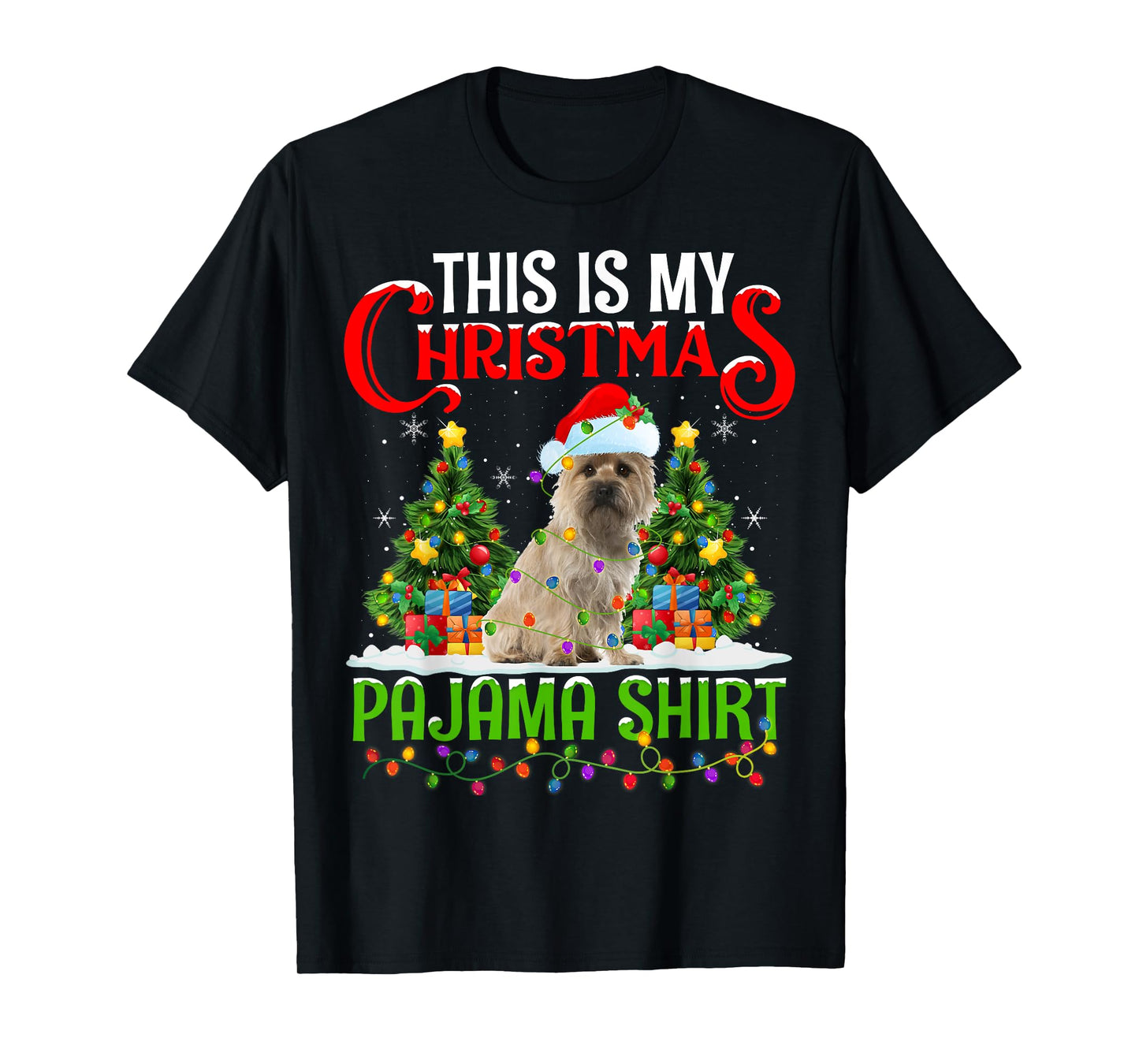 This Is My Christmas Pajamas Lighting Cairn Terrier Dog Xmas T-Shirt