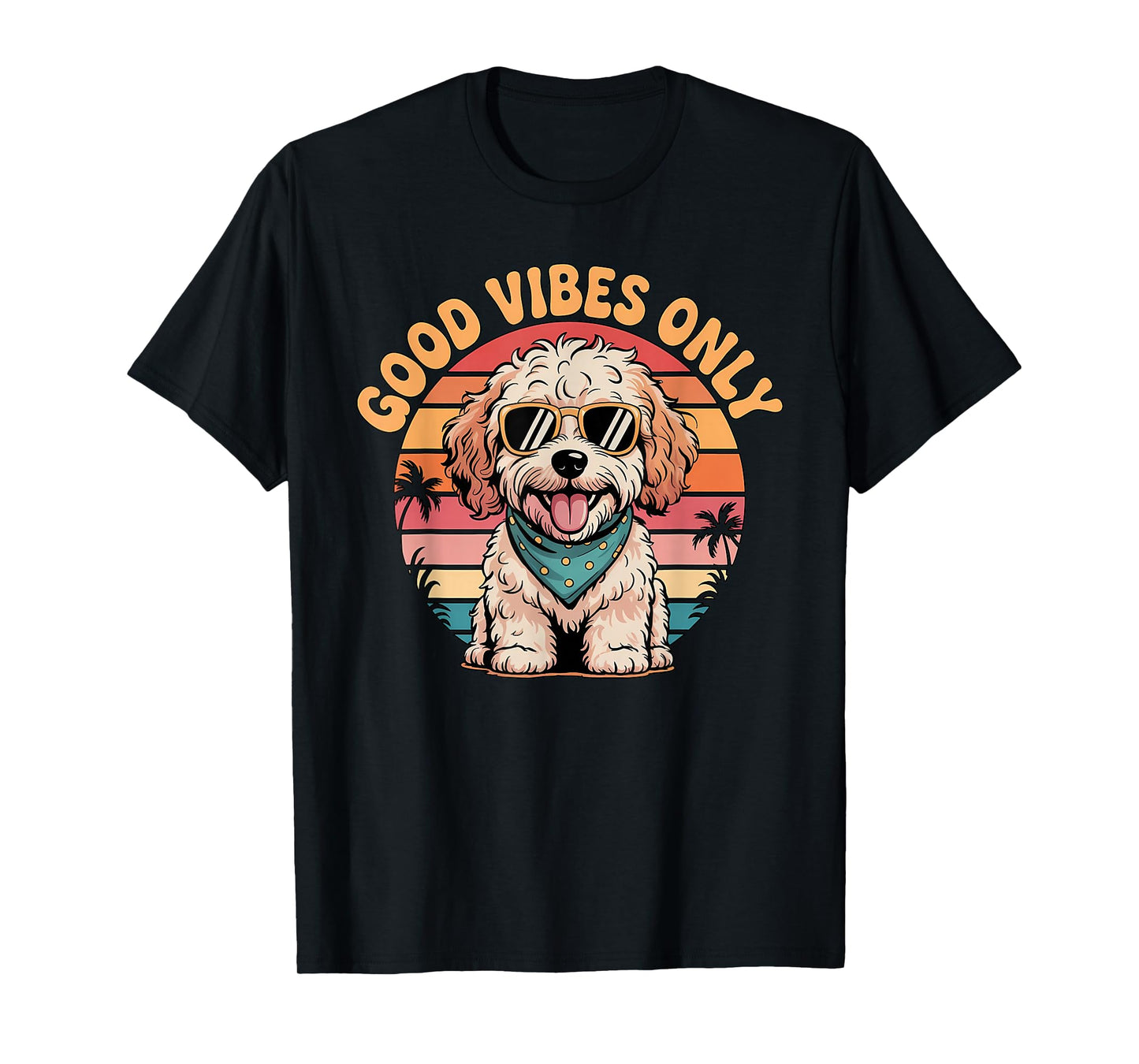 Cockapoo Puppy Retro Sunset Vibes Dog Lover T-Shirt