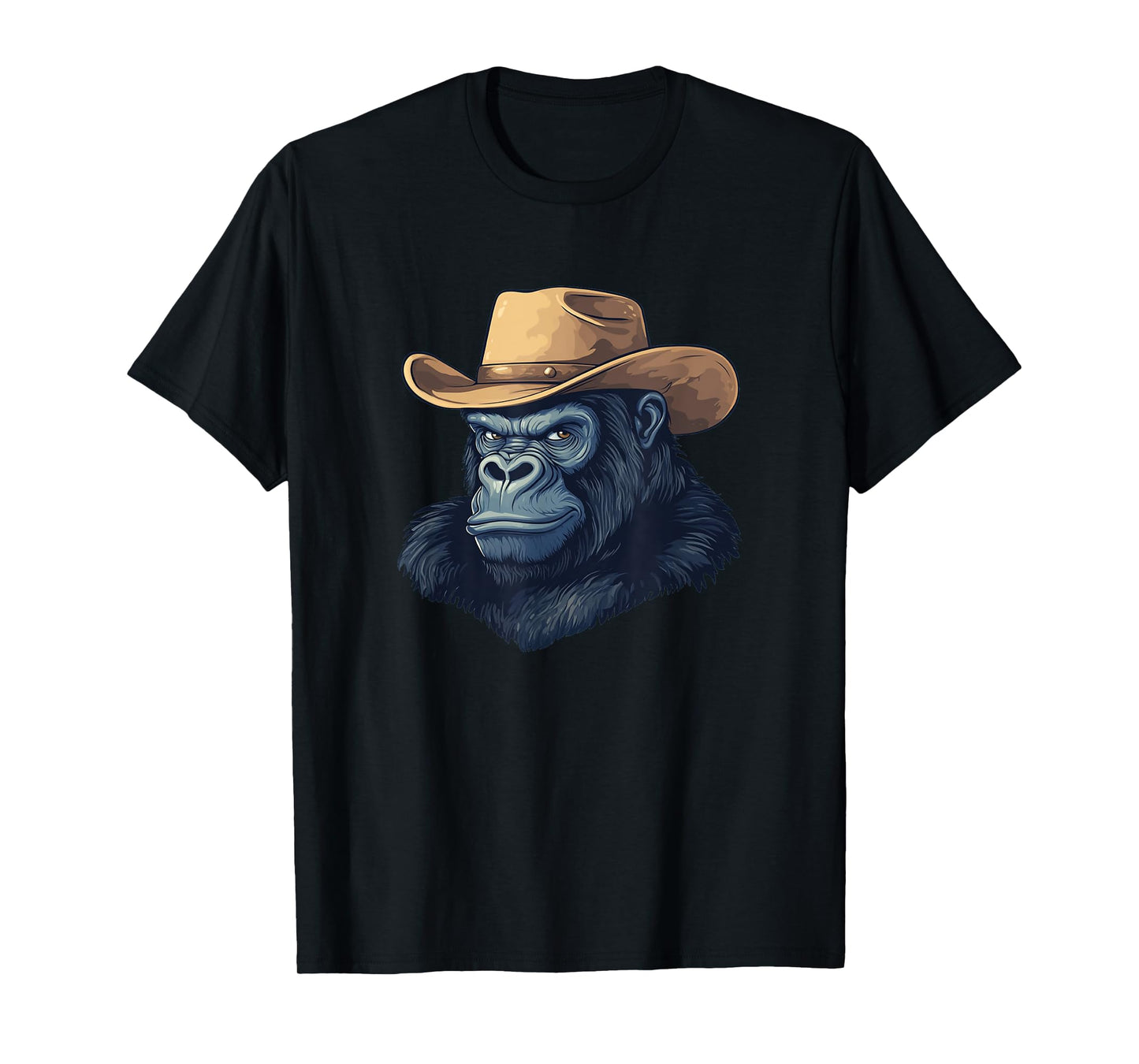Fun Gorilla Face with Cowboy Hat for Rodeo Monkey T-Shirt