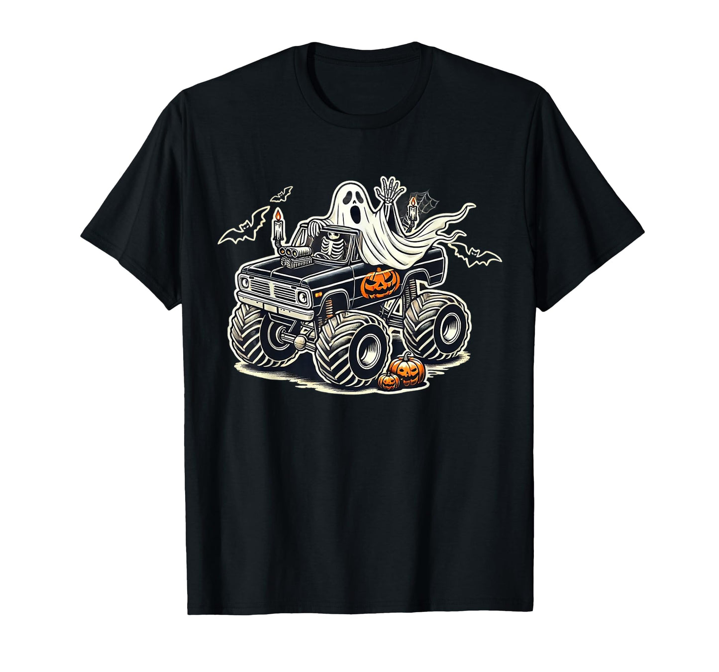 Big Little Boys Halloween Shirt Ghost Skeleton Kids Spooky T-Shirt