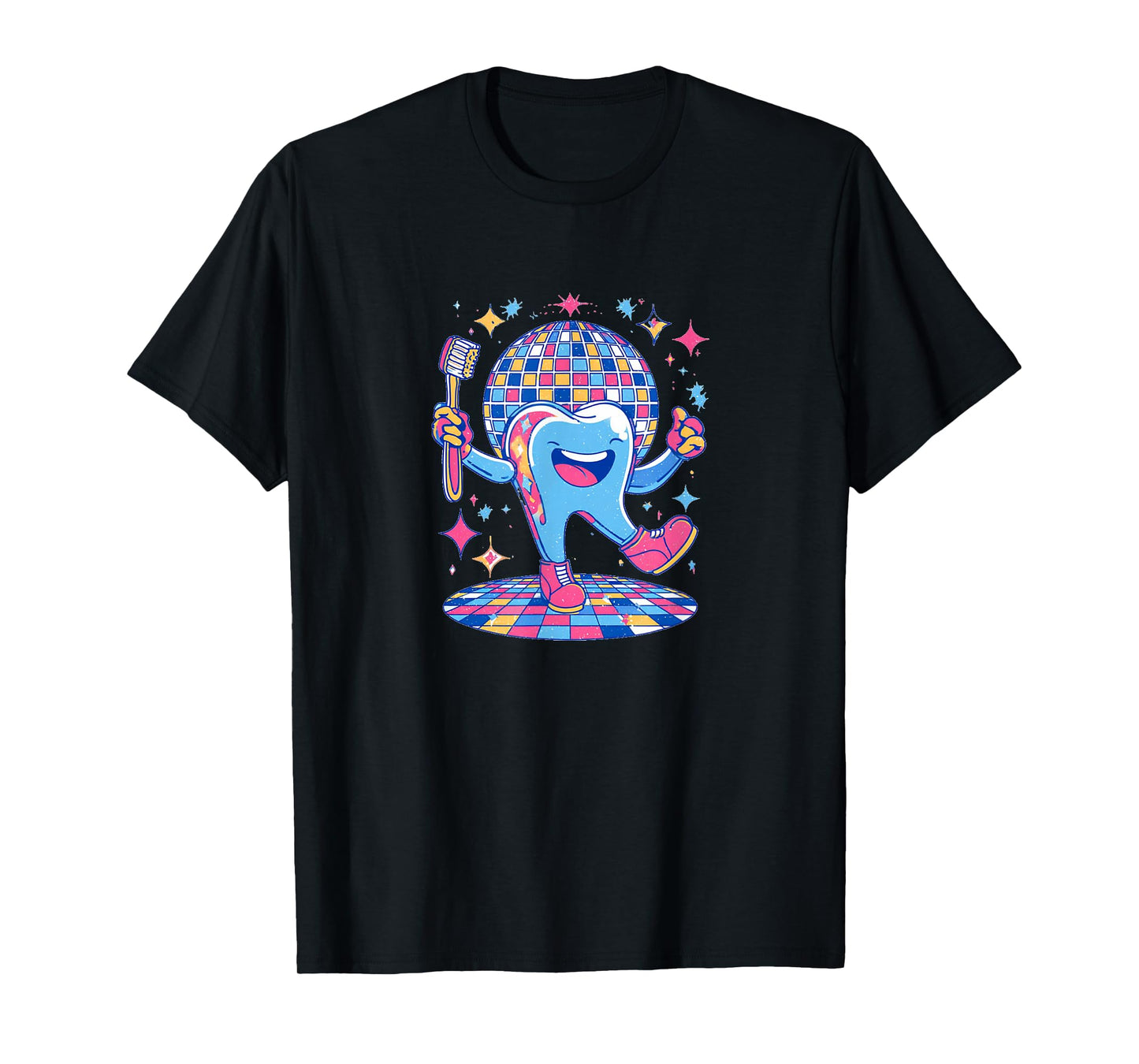 Funny Partying Tooth with Toothbrush Costume T-Shirt