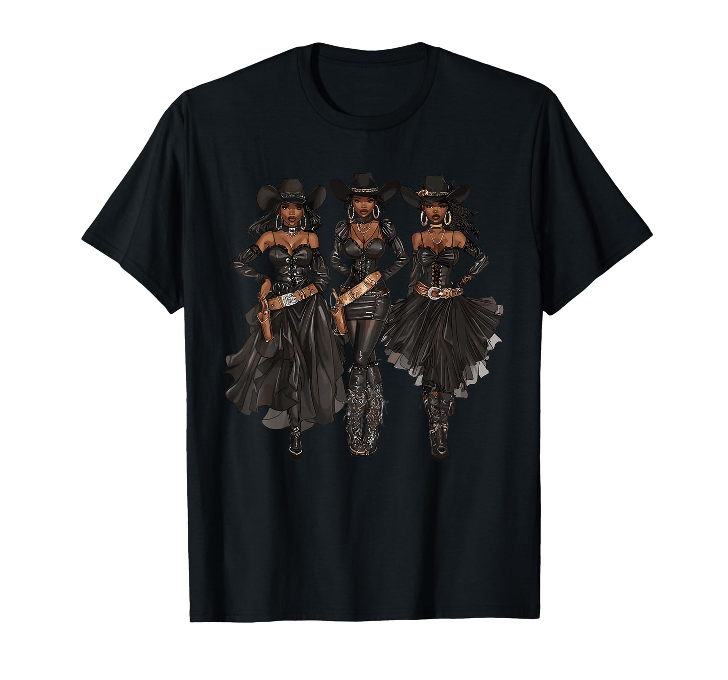 Black African American Cowgirl Western Country Texas Rodeo T-Shirt