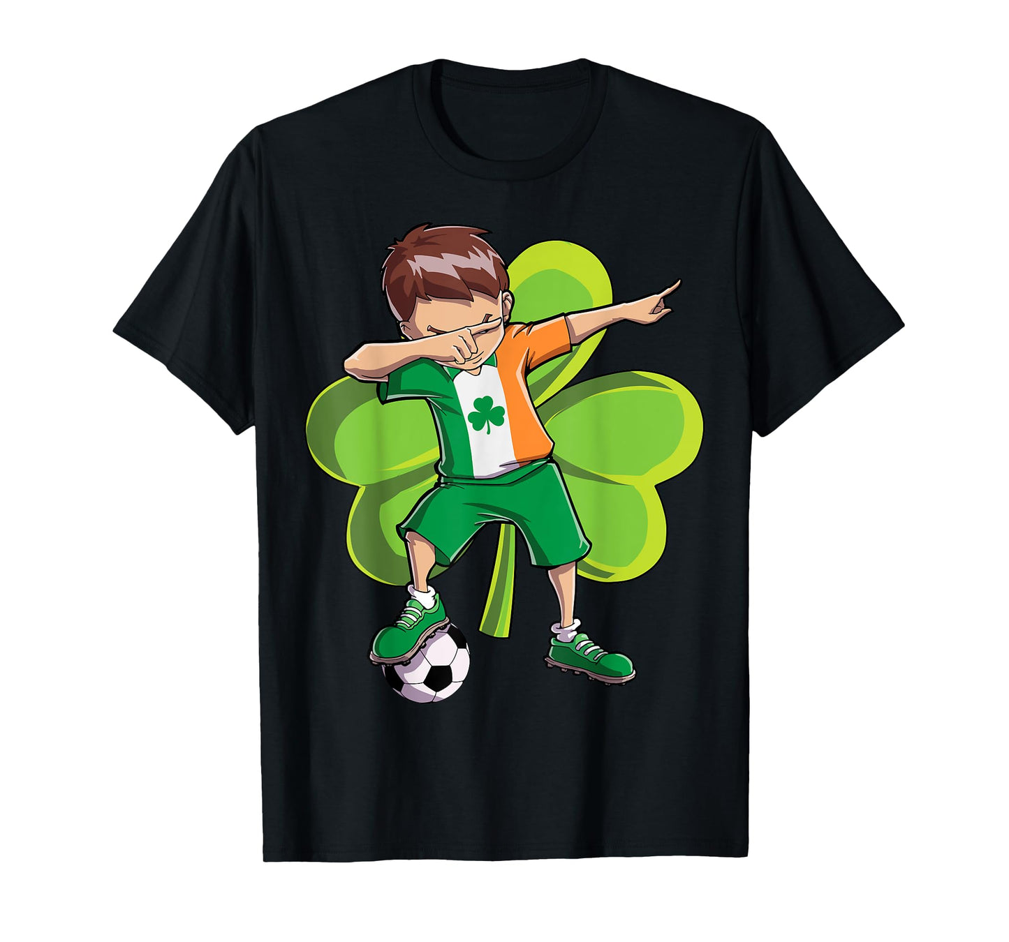 Dabbing Soccer Boy St Patricks Day Kids Men Ireland Flag T-Shirt