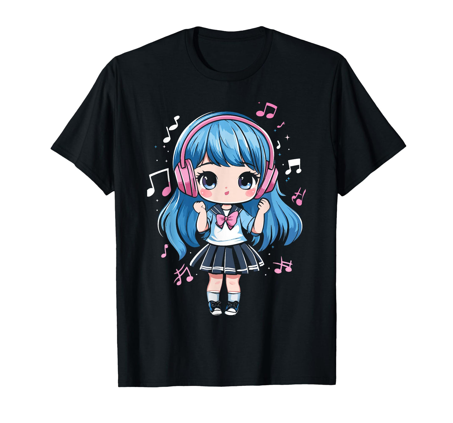 Anime Music Girl Teen Chibi Kawaii Manga Otaku Japanese Cute T-Shirt