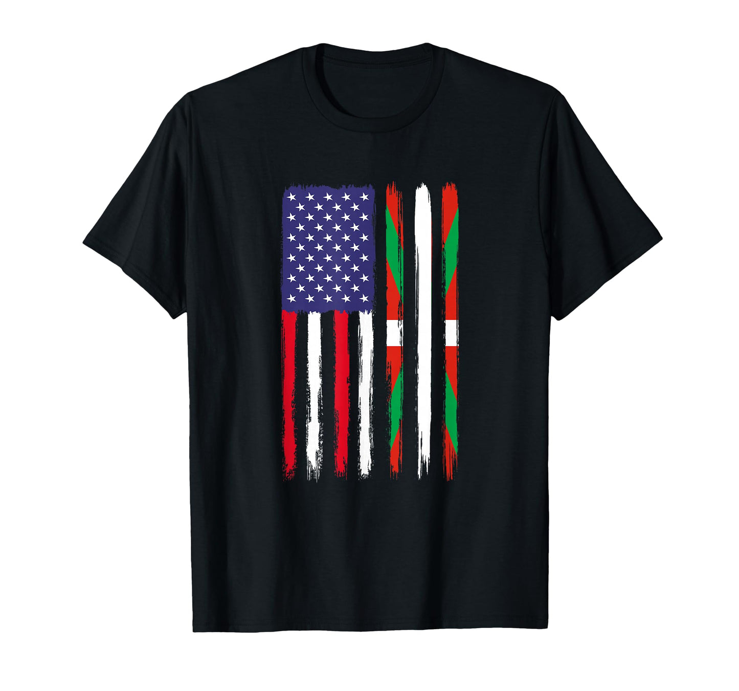 Basque Roots Half American Flag Patriotic Basque Women Girls Kids Men T-Shirt