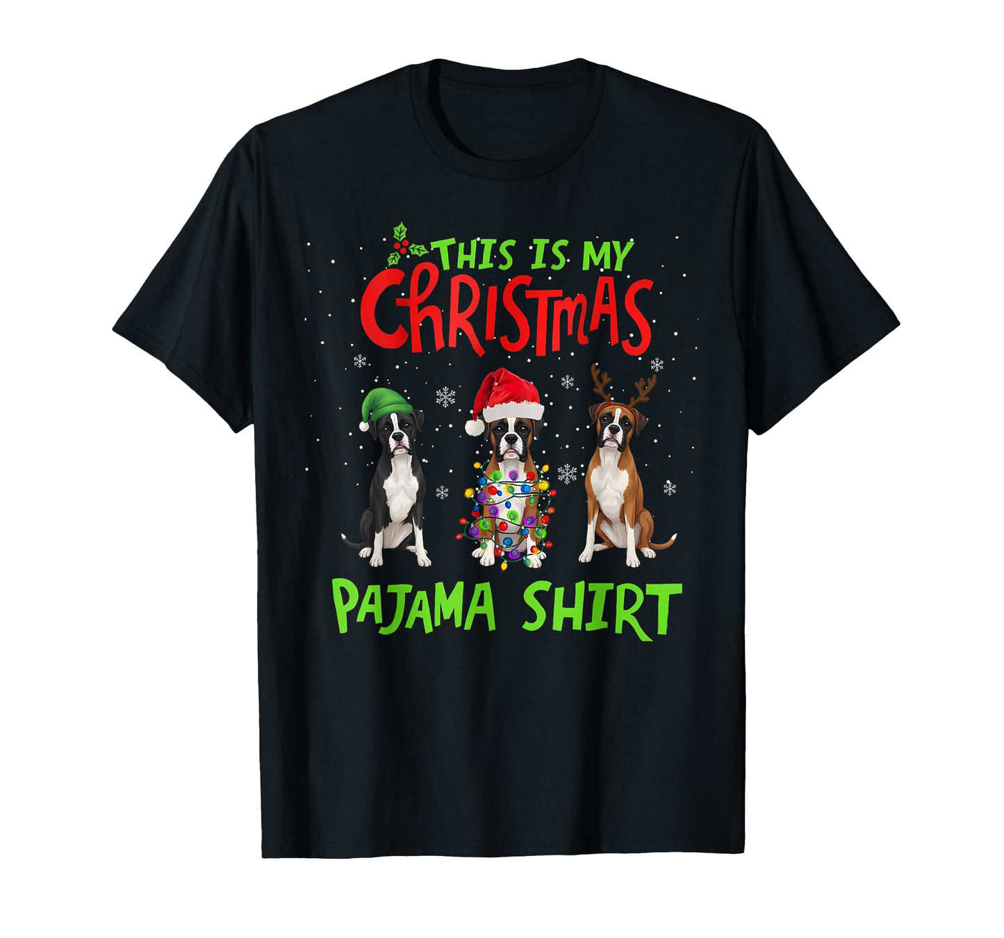This is My Christmas Pajama Shirt Boxer Dog Funny Xmas T-Shirt