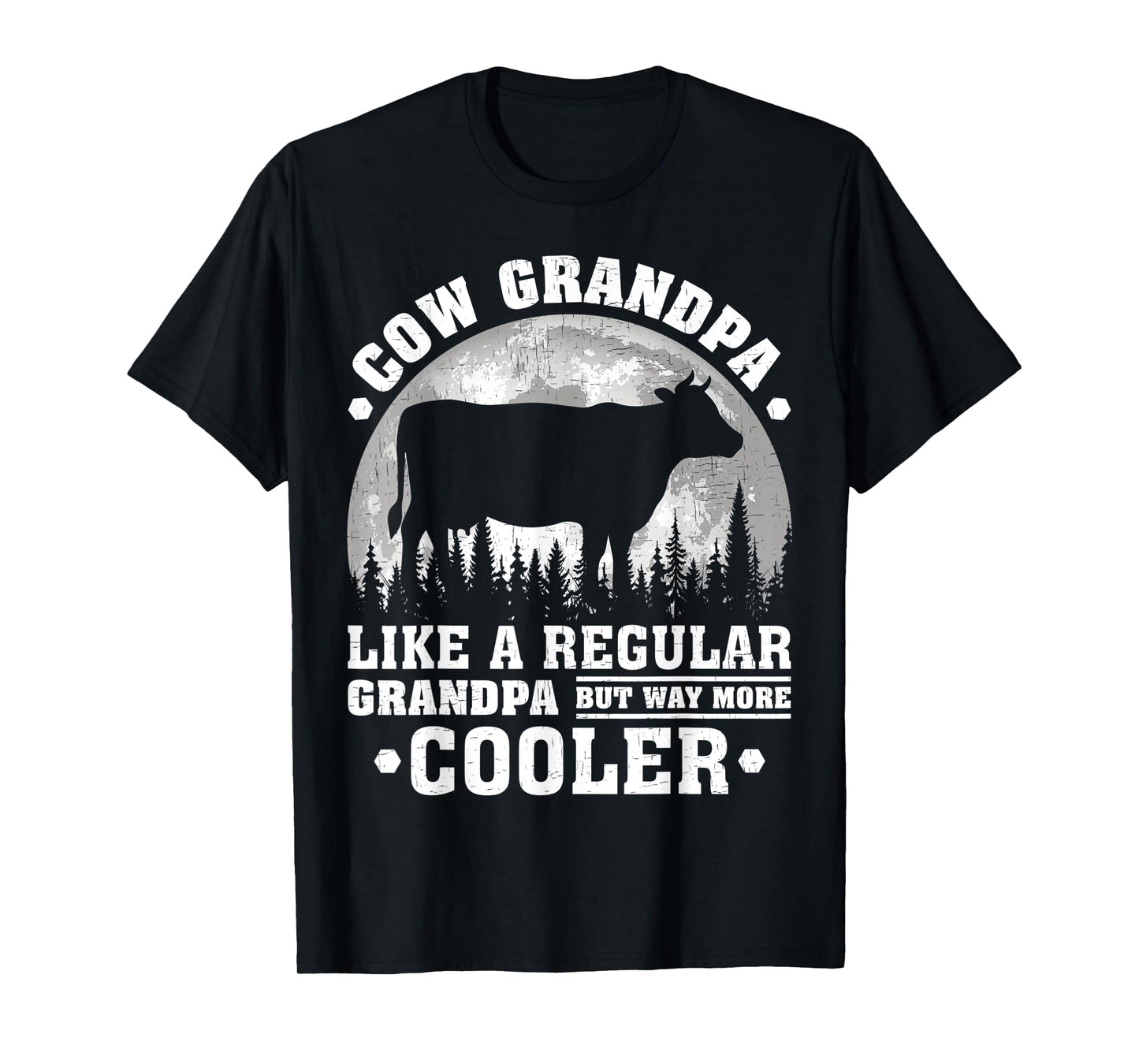 Mens Cow Grandpa Funny Moon Vintage Cow Father's Day T-Shirt