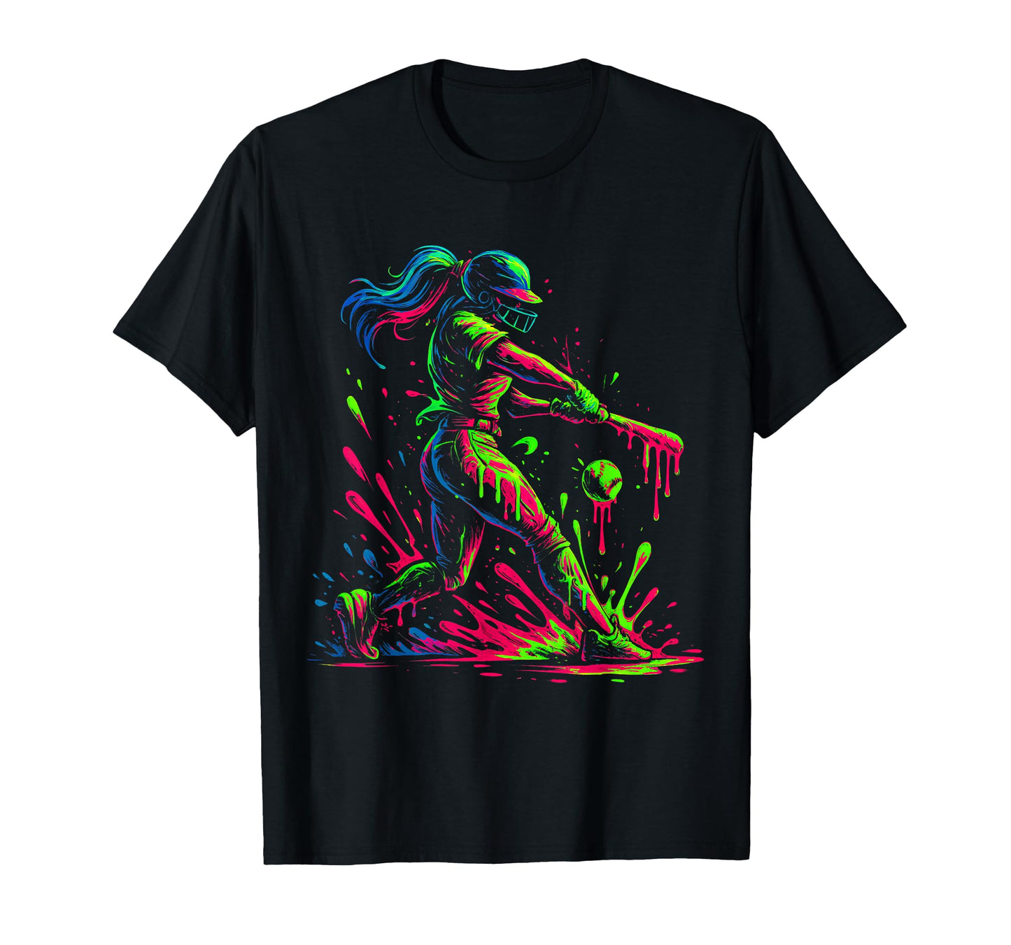 Softball Player Ice Cream Softball Drip Sport Lovers Girls T-Shirt