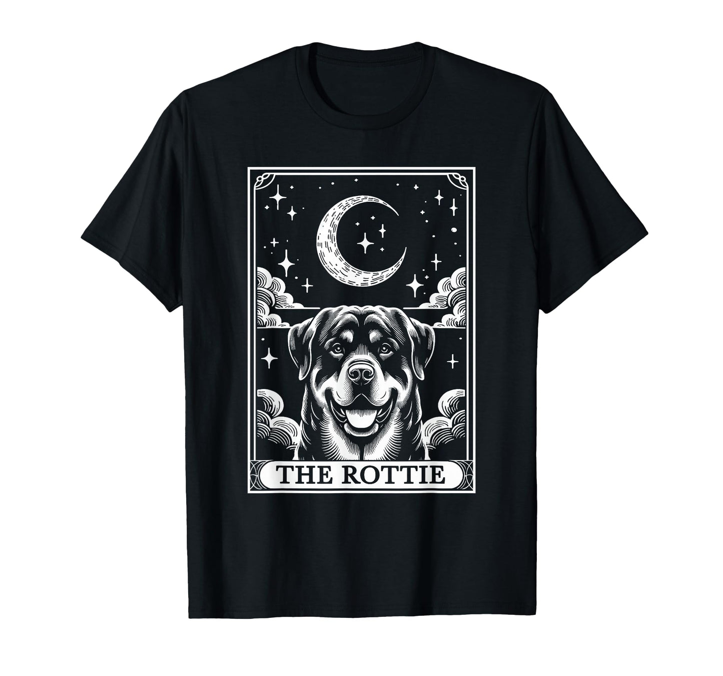 Tarot Card Vintage Crescent Moon Rottweiler Rottie Dog Mom T-Shirt