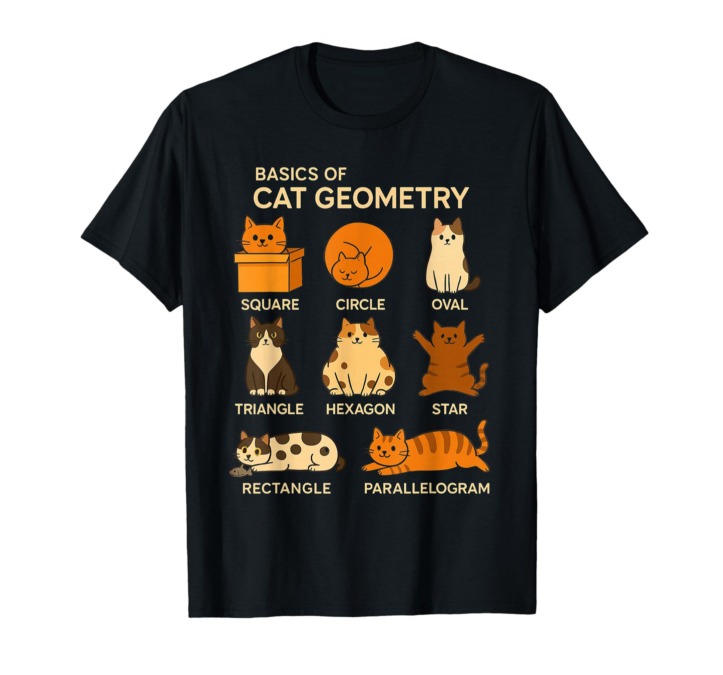 Basic Cat Geometry Cute Cat Cat Lover Cat Owner Math School T-Shirt