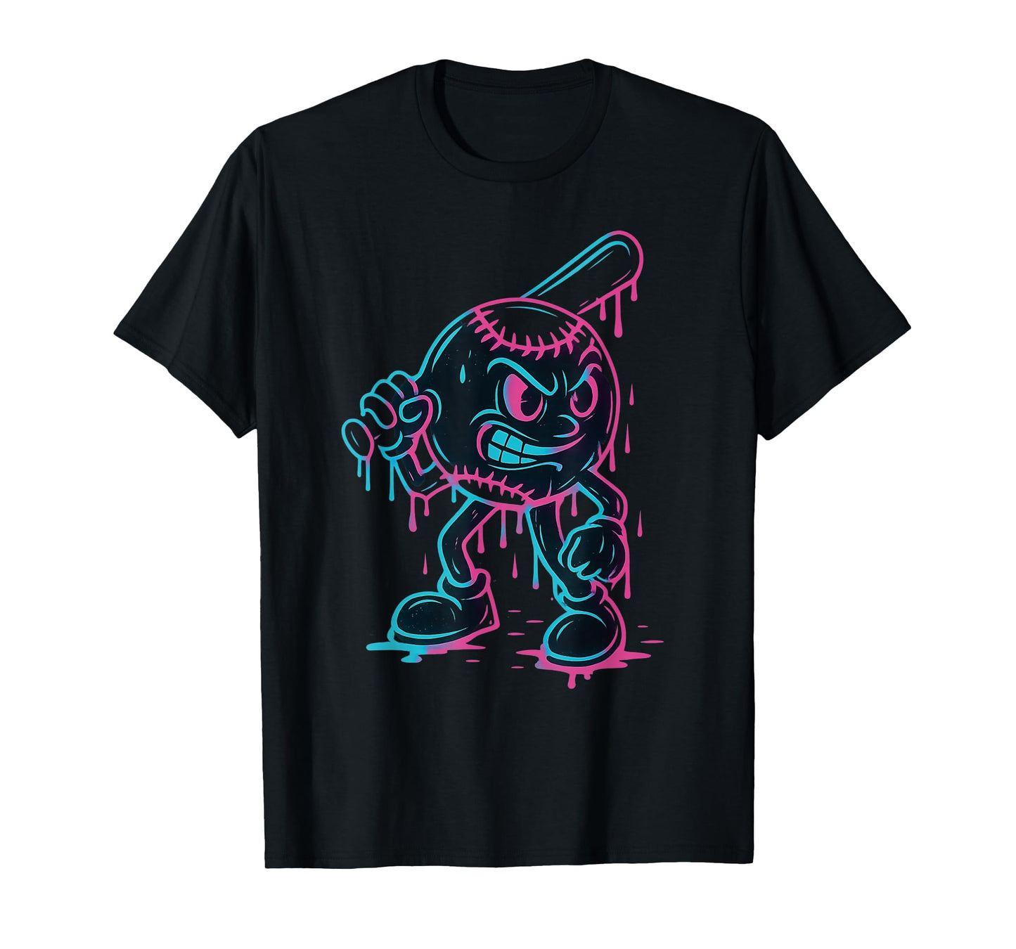 Baseball Home Run Boys Girls Cool Ice Cream Drip Baseball T-Shirt