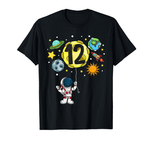 12 Years Old Astronaut 12th Birthday Boy Girl Space Lover T-Shirt
