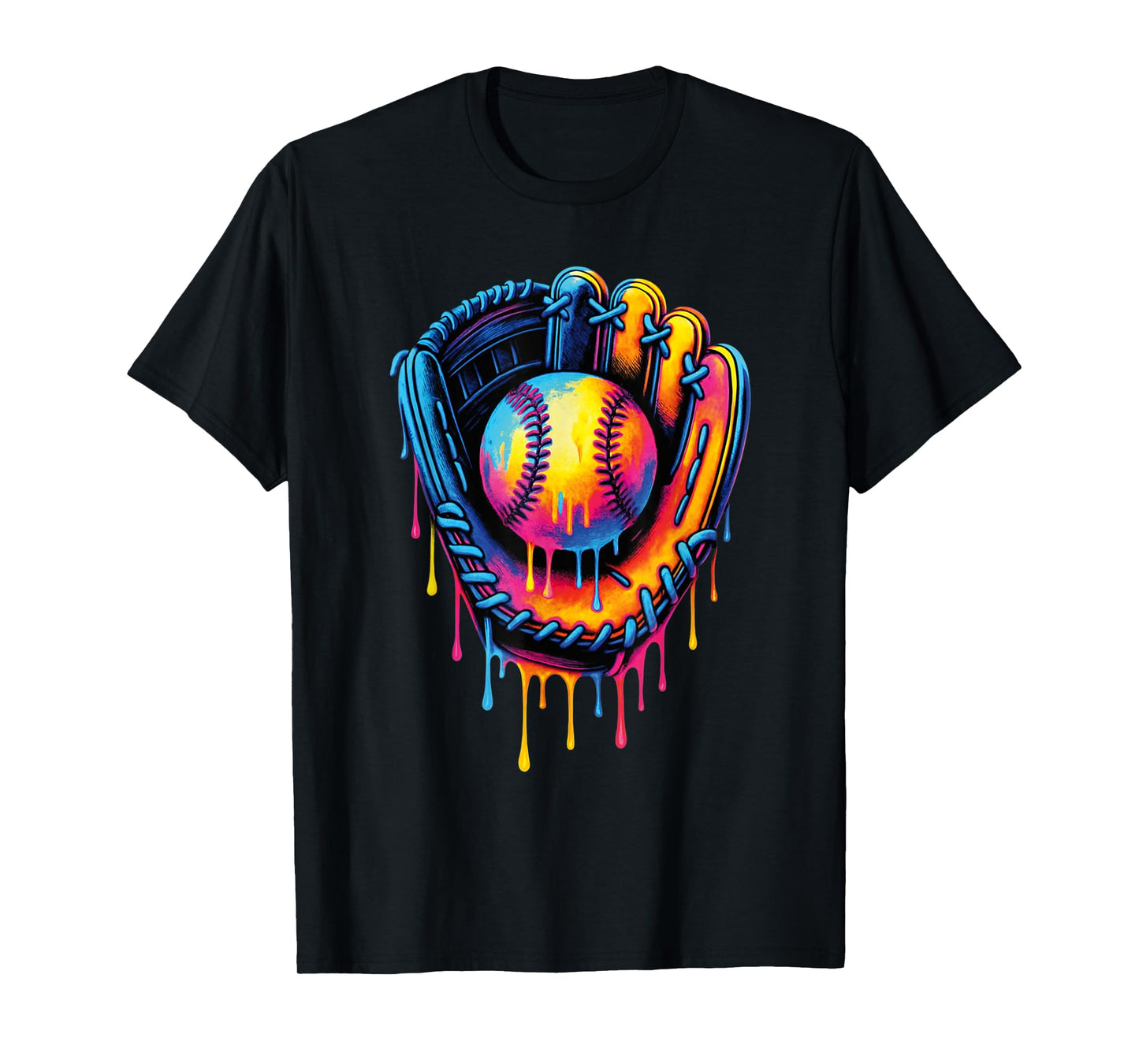 Baseball Home Run Boys Girls Cool Ice Cream Drip Baseball T-Shirt