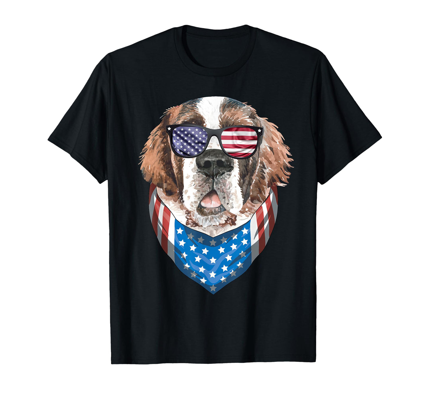Fourth of July Bernard American Flag July 4th St Bernard Dog Women Girls Kids Men T-Shirt