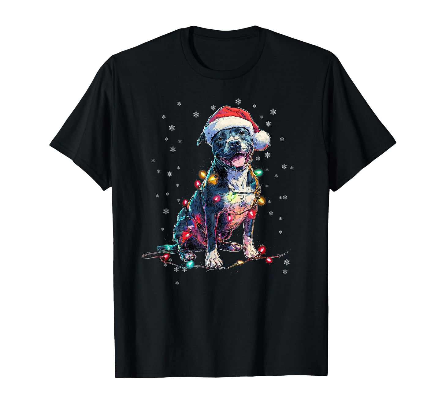Christmas Dog Pitbull Santa Xmas Women Men Kids T-Shirt