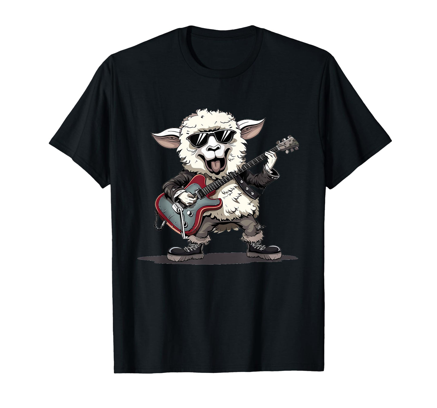 Rock and Roll Sheep with Electric Guitar Style T-Shirt