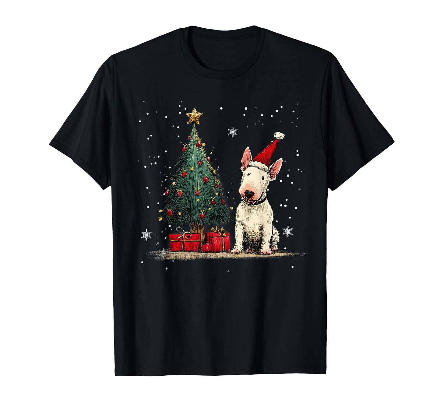 Funny Bull Terrier Dog Christmas Tree Women Men Kids T-Shirt
