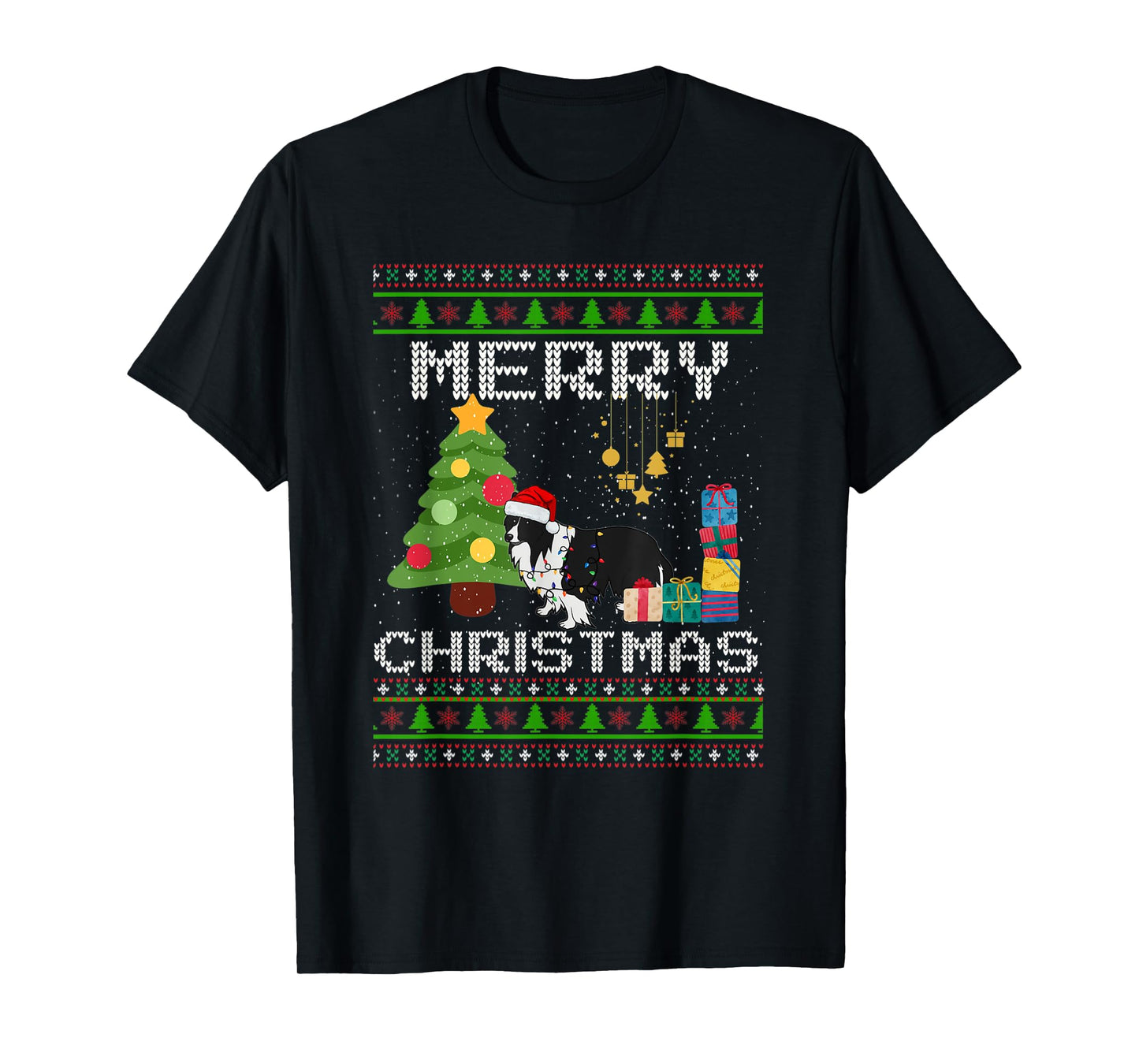 Sheltie Lover BI BLACK Sheltie Ugly Christmas Sweater T-Shirt
