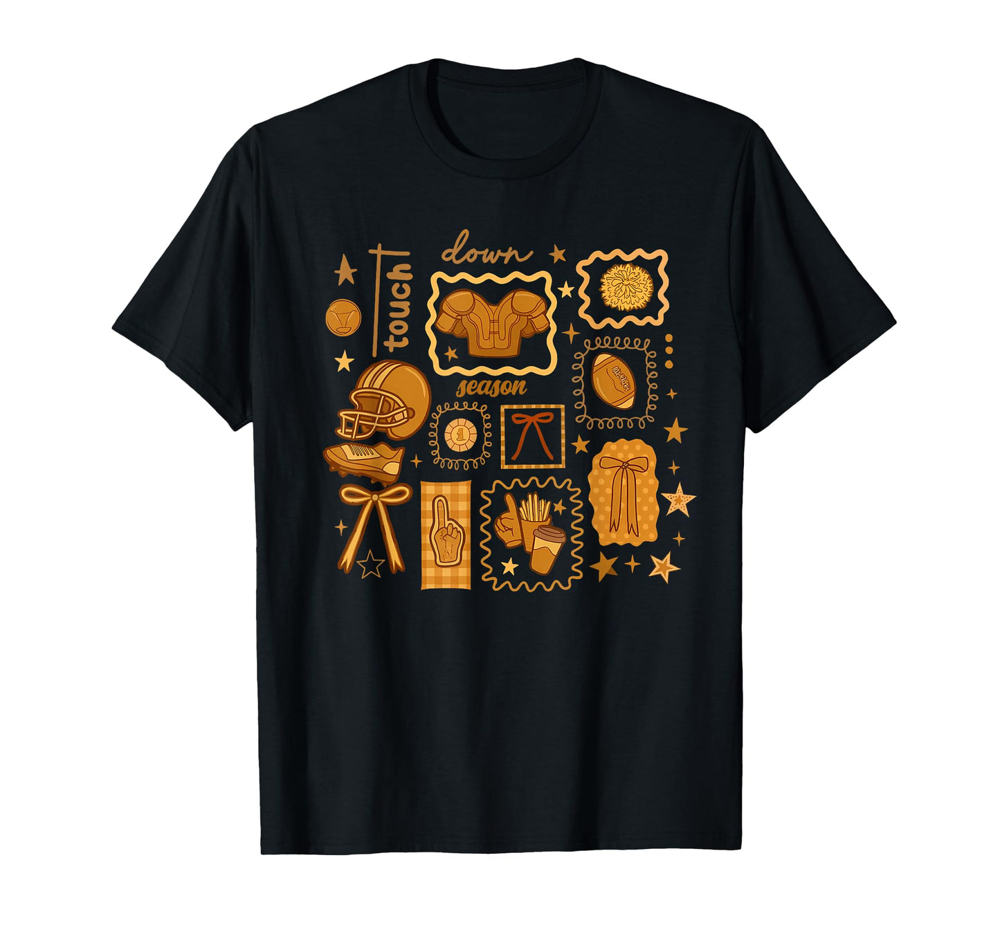 Touchdown Season, Fall Football Collage,Fall Autumn Game Day T-Shirt