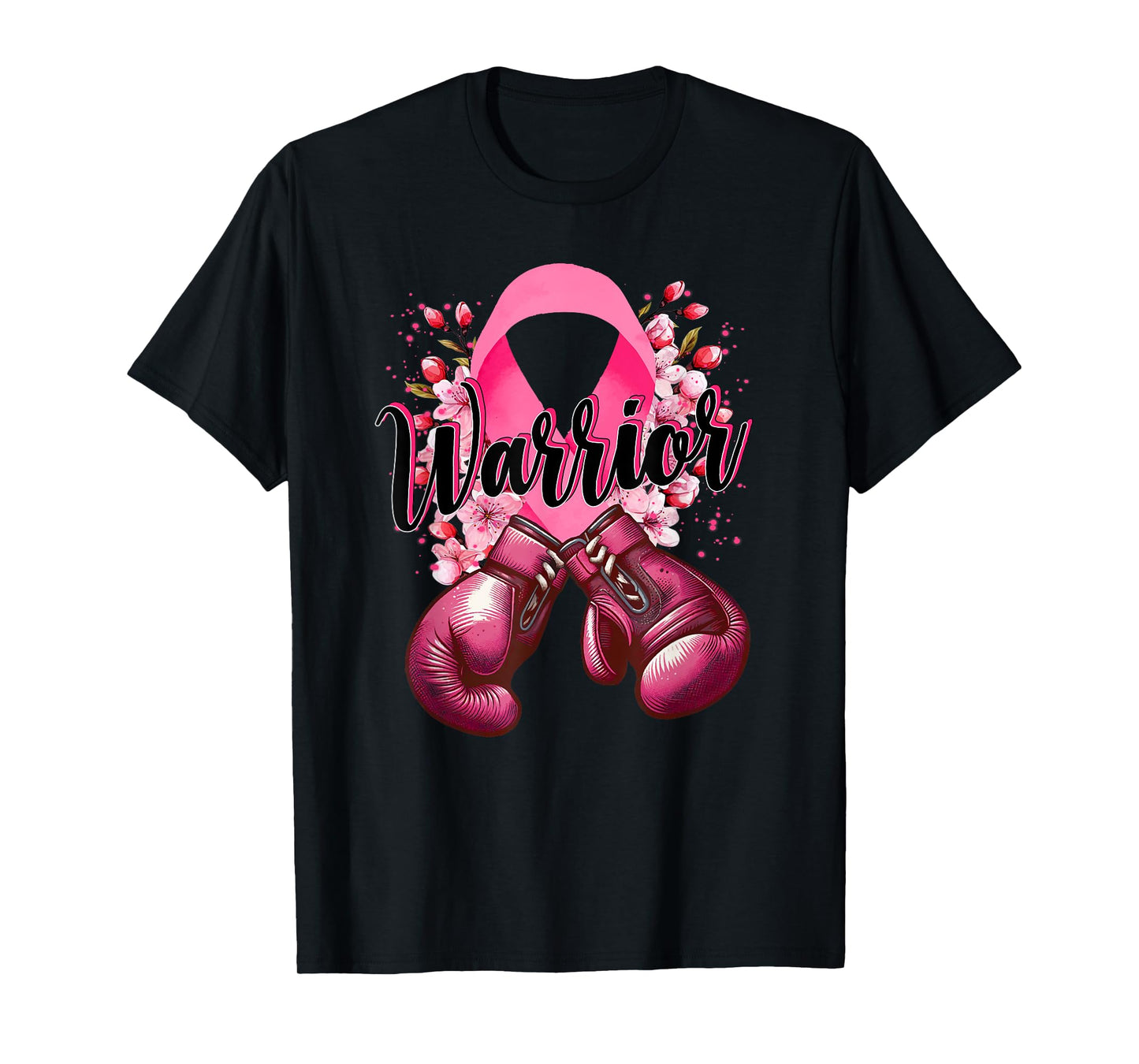 Warrior Boxing Gloves Pink Ribbon Breast Cancer Awareness T-Shirt