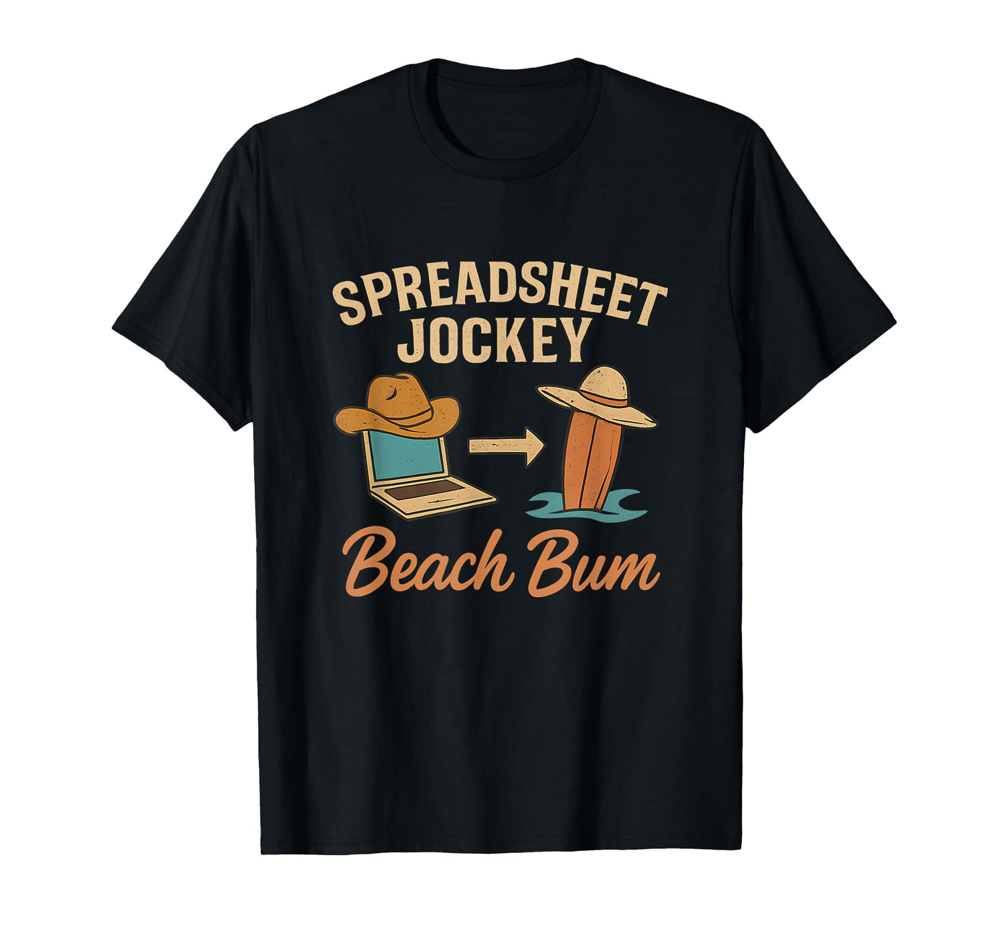 Funny Work Play Balance Spreadsheet Jockey Beach Bum Design T-Shirt