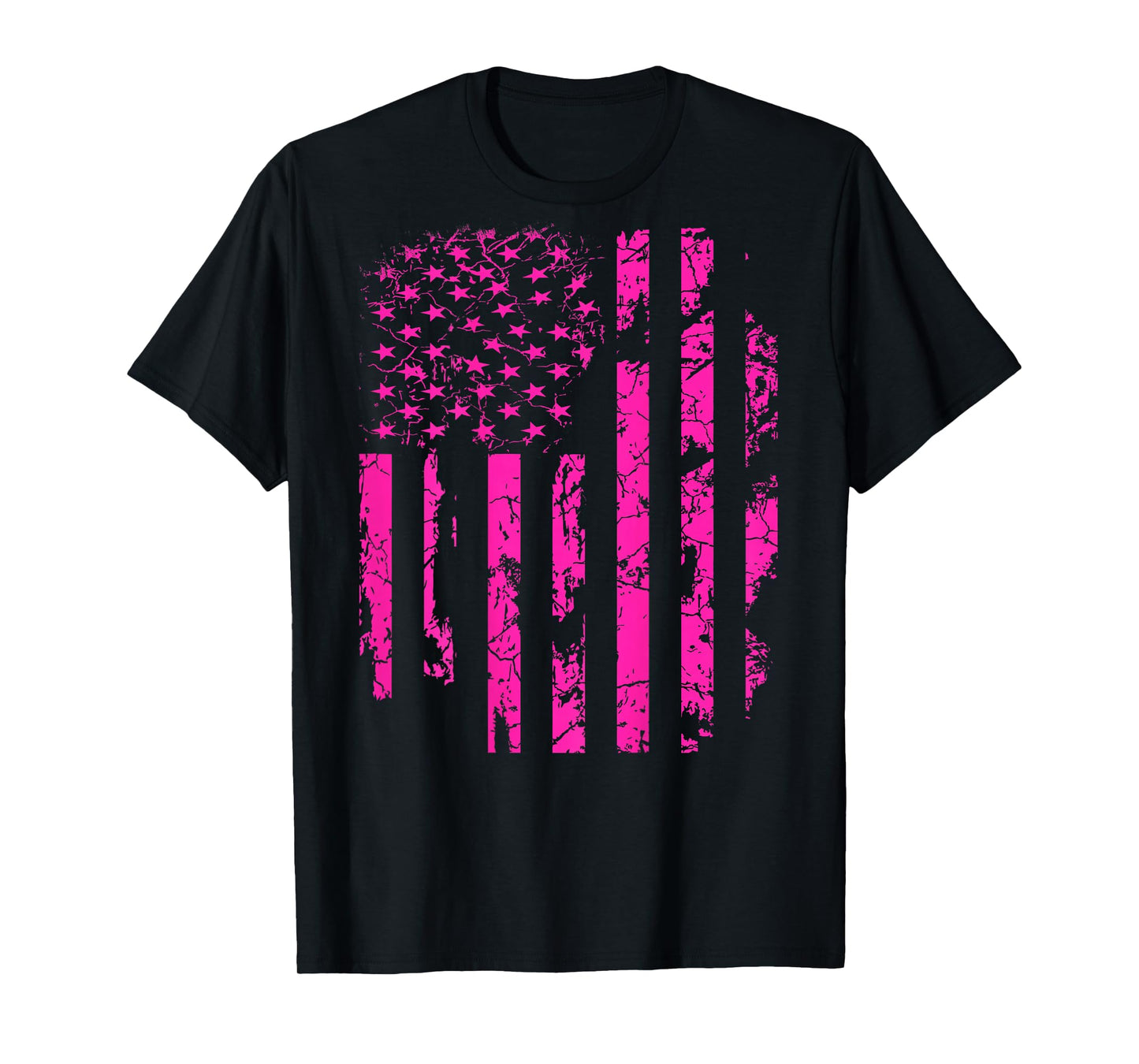 Pink Distressed USA Flag T-Shirt