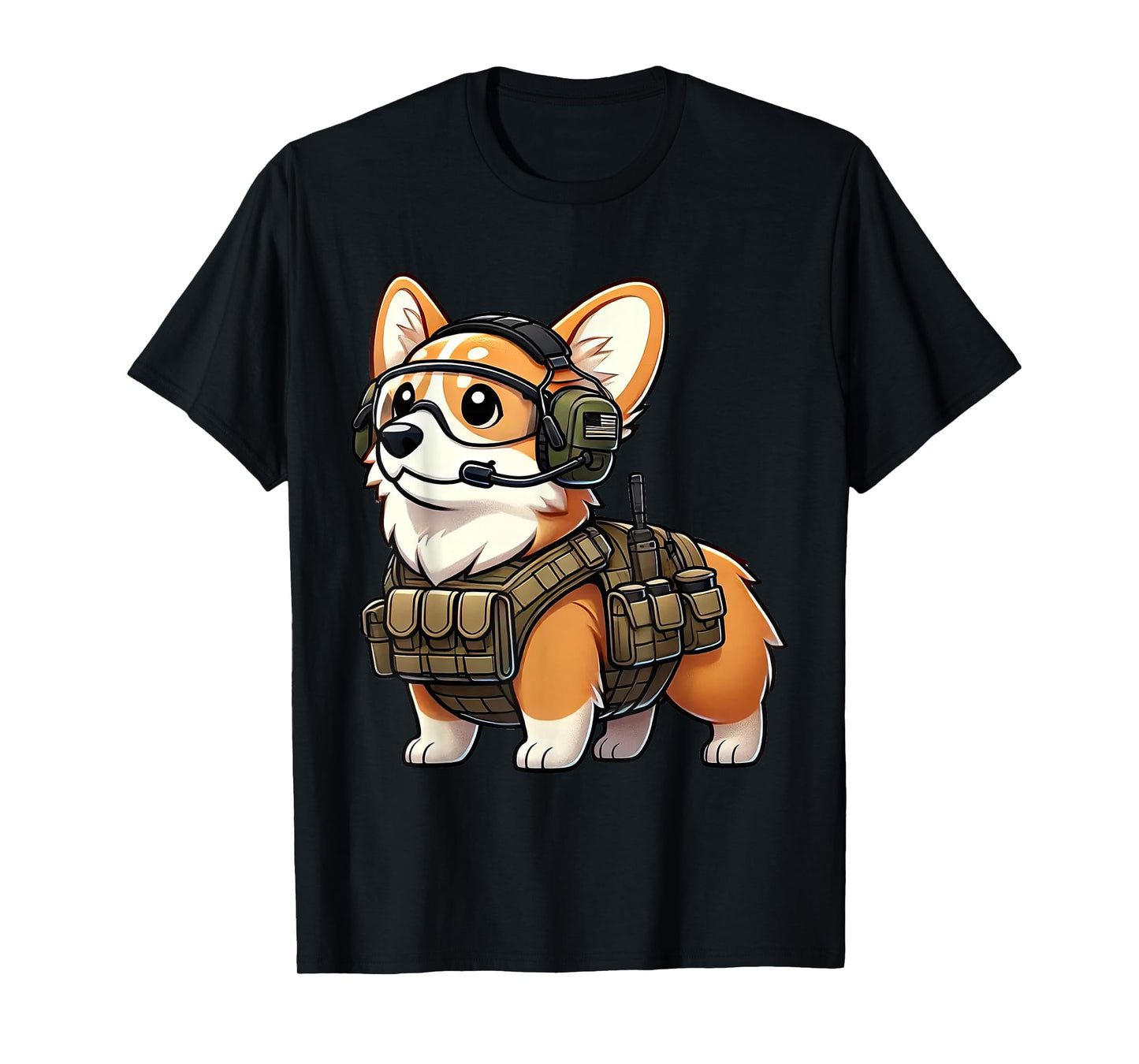 Tactical Corgi Dog Warrior Military Style Art T-Shirt